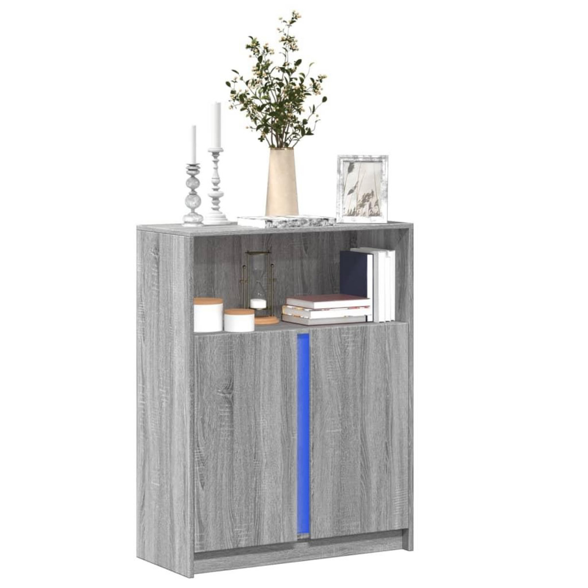 VIDAXL Buffet avec LED sonoma gris 77x34x100 cm bois d'ingenierie
