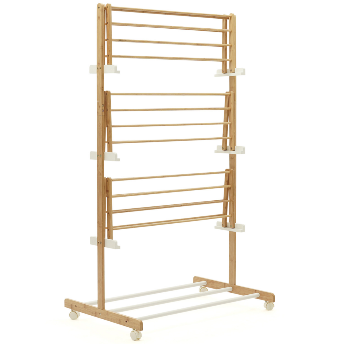 ID MARKET Séchoir à linge pliable 3 niveaux RITA capacité 22M en bambou