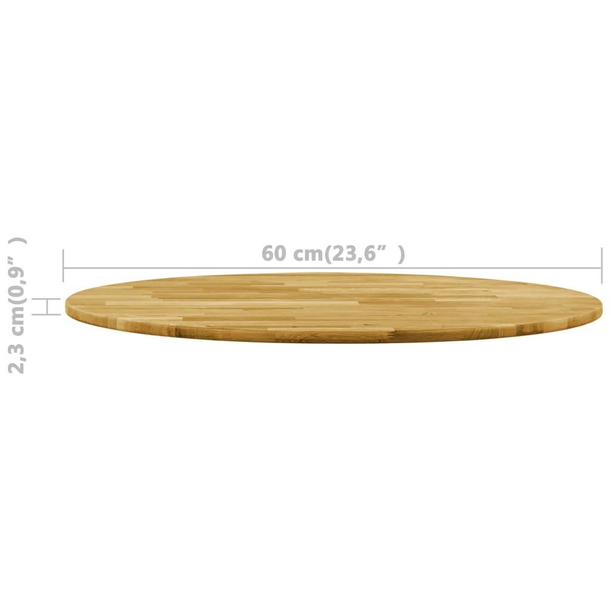 Voir la diapositive 5 : VIDAXL Dessus de table Bois de chene massif Rond 23 mm 600 mm