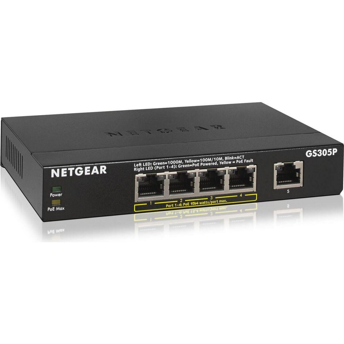 Netgear Switch ethernet G305Pv2 5 ports Gigabit avec 4 port PoE+