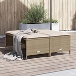 VIDAXL Tabourets de jardin avec coussins lot de 4 beige resine tressee
