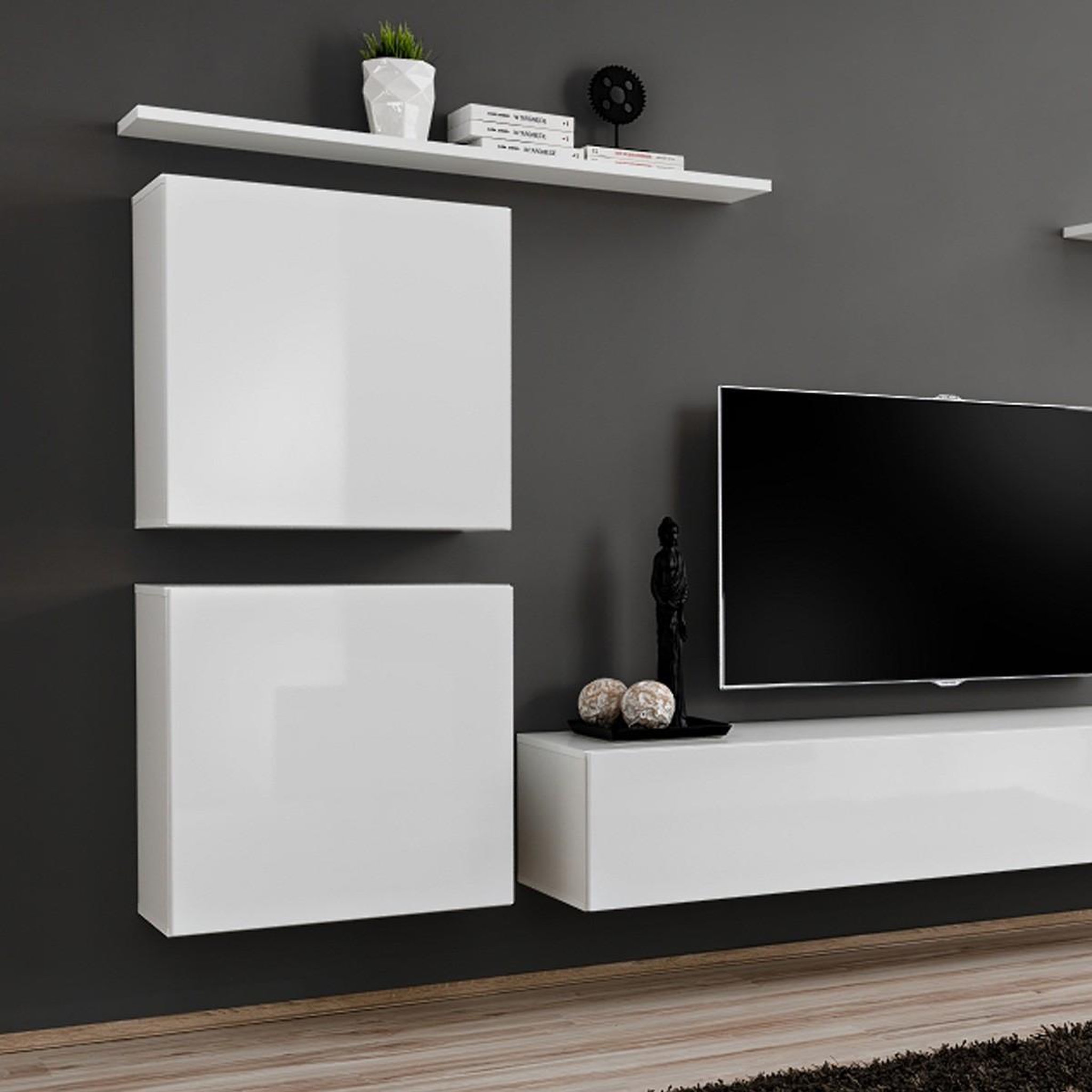 Voir la diapositive 2 : Paris Prix Meuble tv mural design  switch iv  320cm blanc