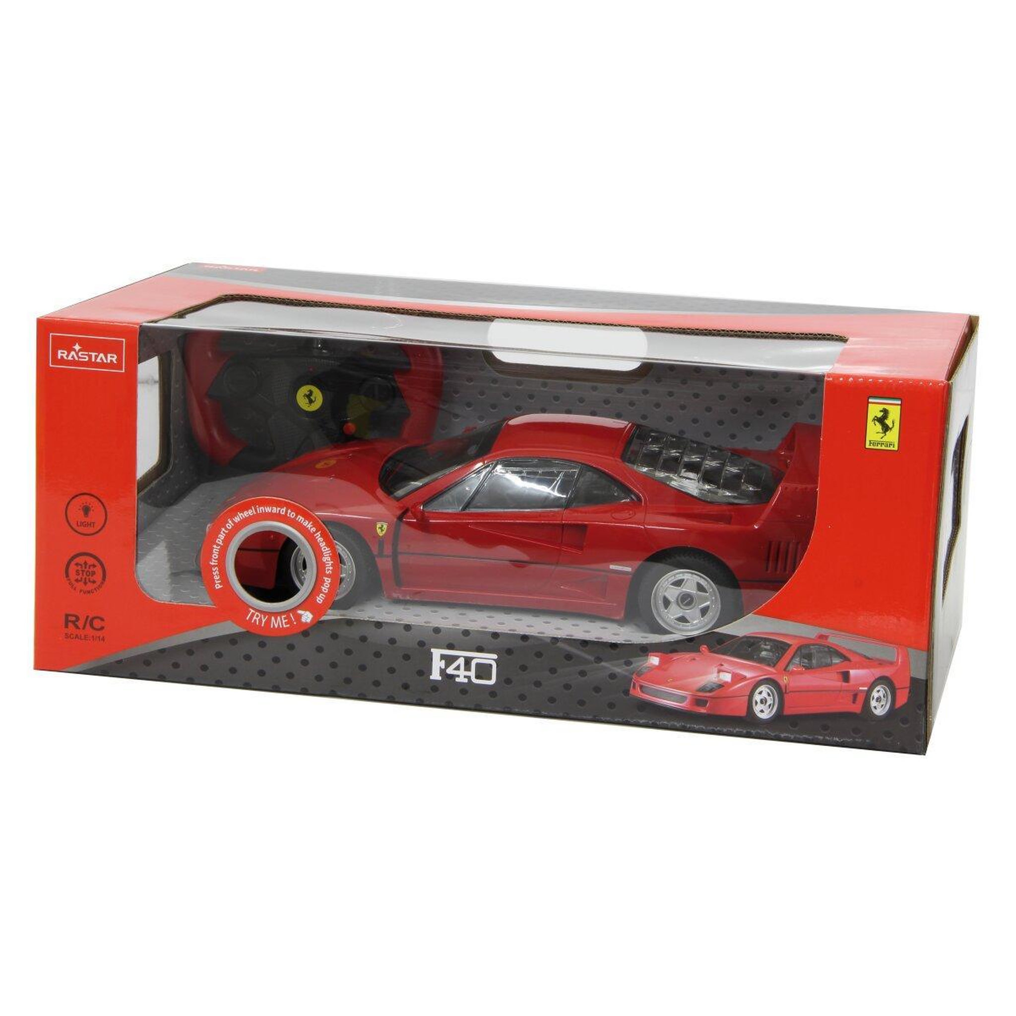 Voir la diapositive 2 : Jamara Voiture télécommandée Ferrari F40 1:14 rouge 27Mhz Vantail rabattable TC