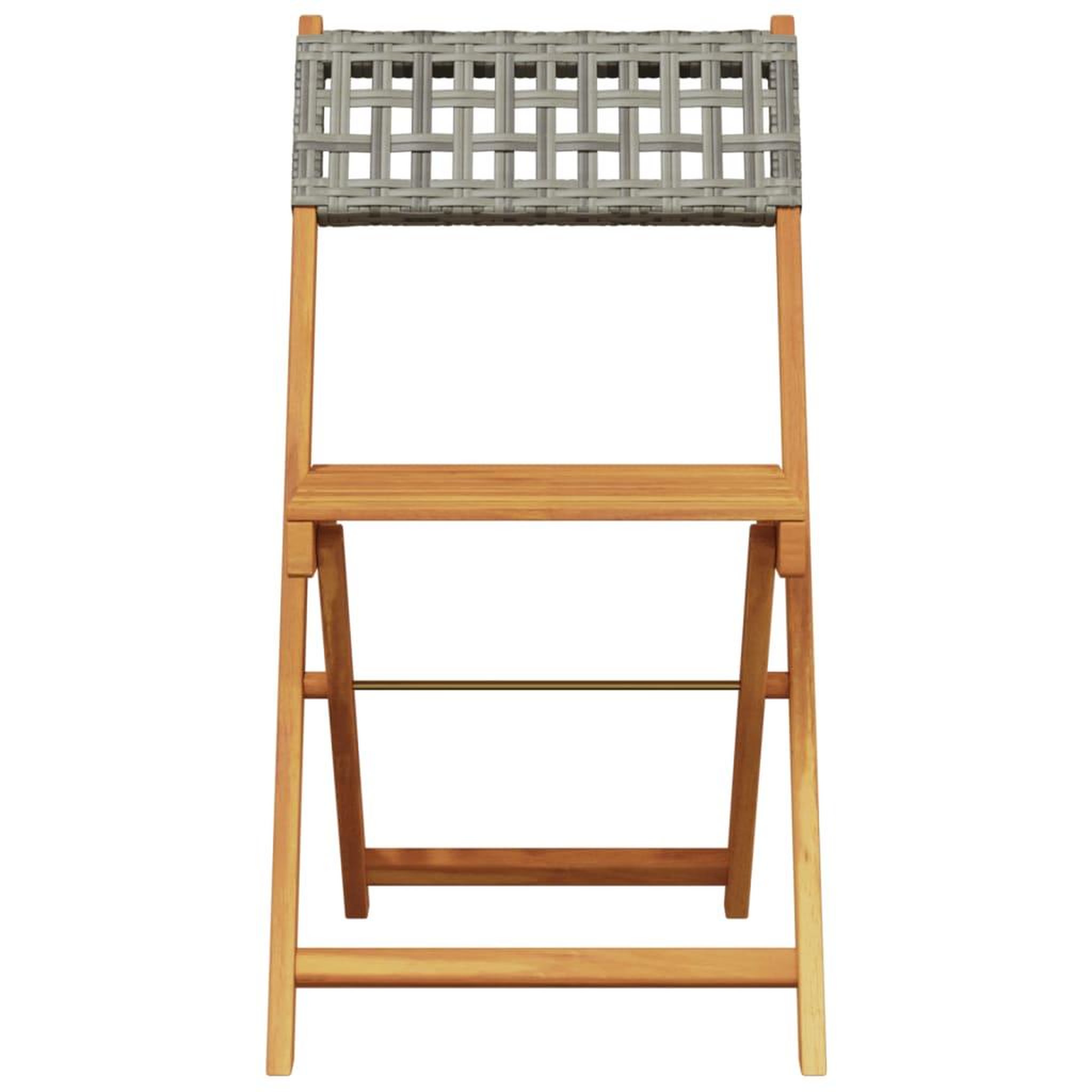 Voir la diapositive 4 : VIDAXL Chaises de jardin pliantes lot de 8 gris poly rotin bois massif