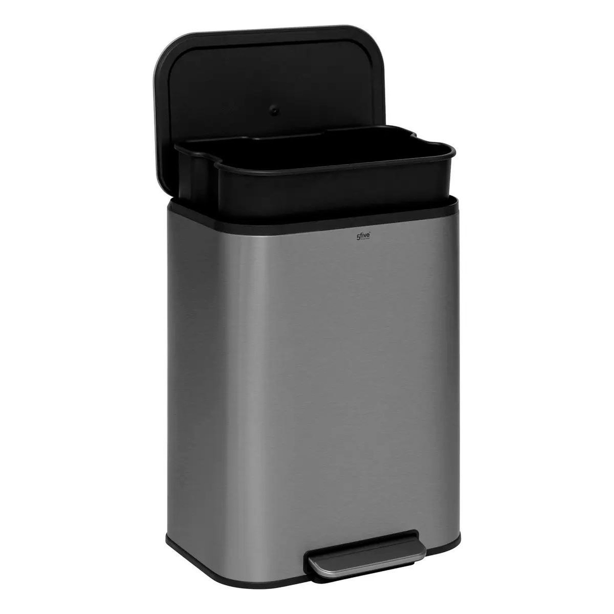 Voir la diapositive 3 : FIVE Poubelle de cuisine à pédale  inox  50l gris