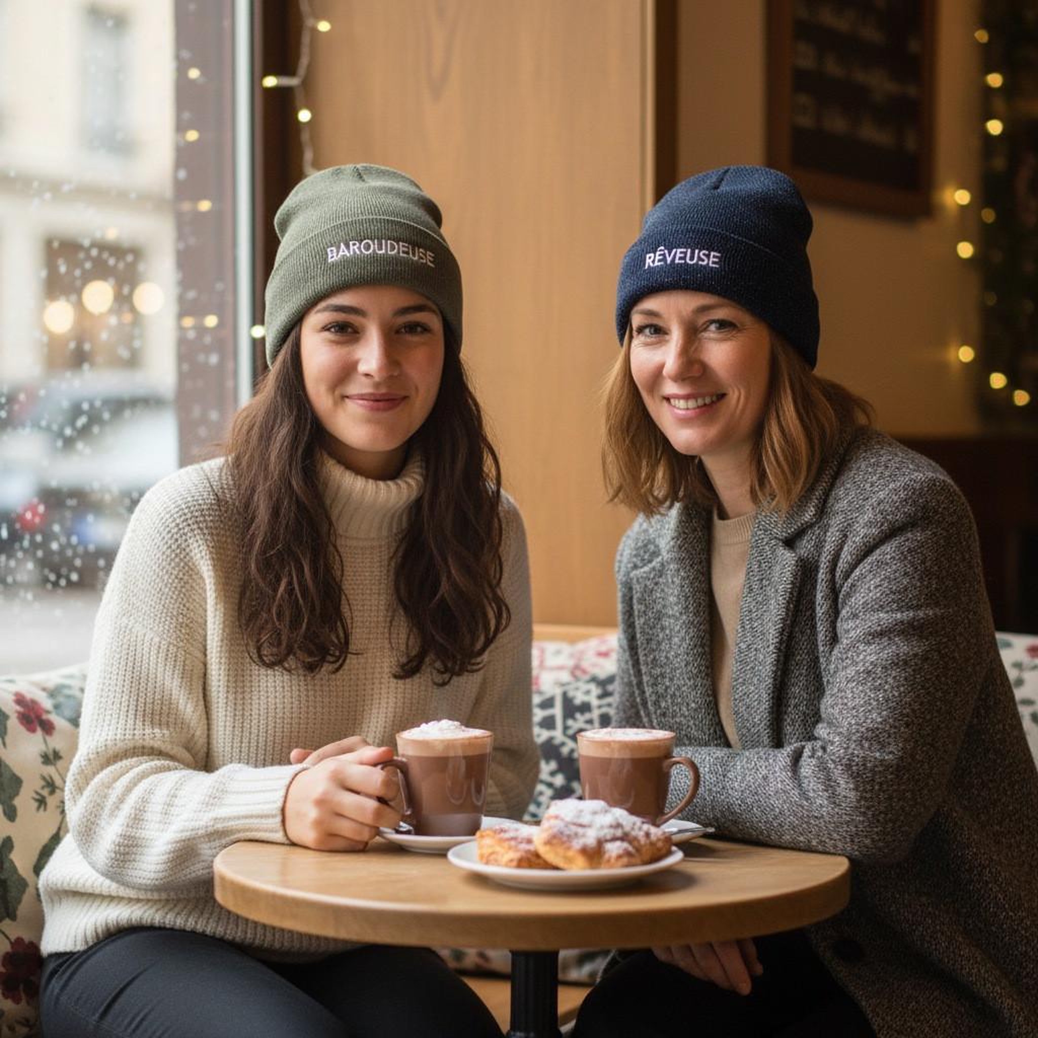 Voir la diapositive 4 : OZABI OZABI Bonnets Femme Fil Lurex Pailleté Message Brodé - Pack de 2 (Lot)