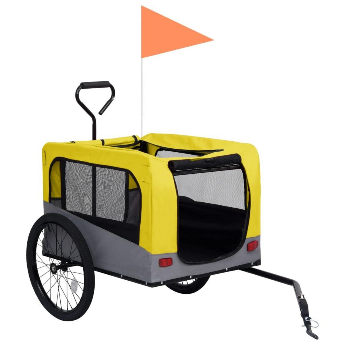 VIDAXL Remorque de velo pour chiens et poussette 2-en-1 jaune et gris