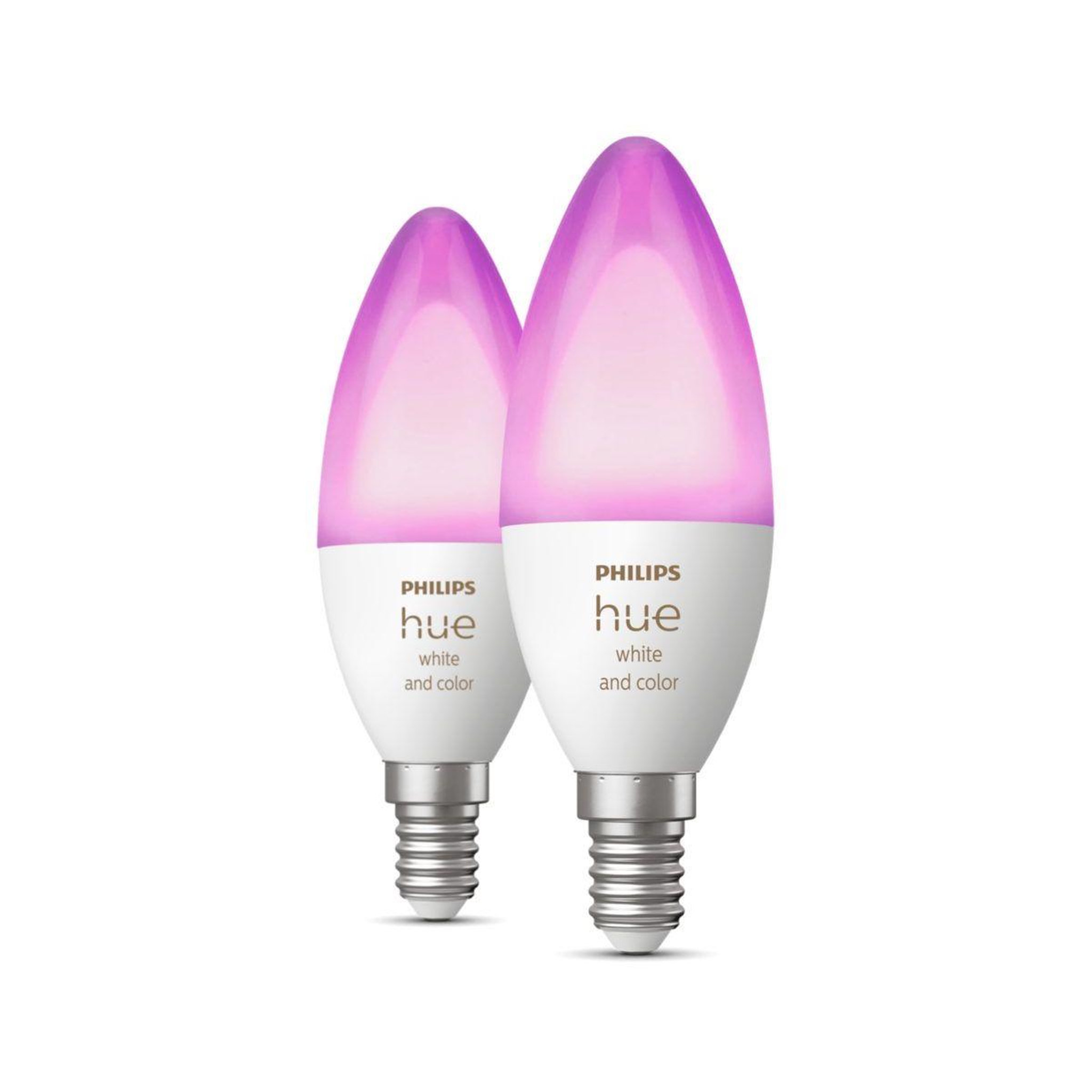Voir la diapositive 2 : PHILIPS HUE Ampoule led connectée e14 white&color ambiance flamme pack 2