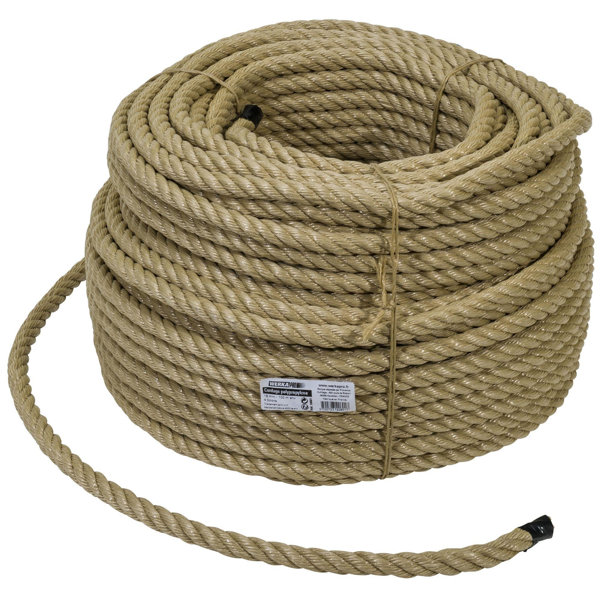 Voir la diapositive 4 : WERKAPRO Corde polypropylène werka pro  ø18mm x 100m