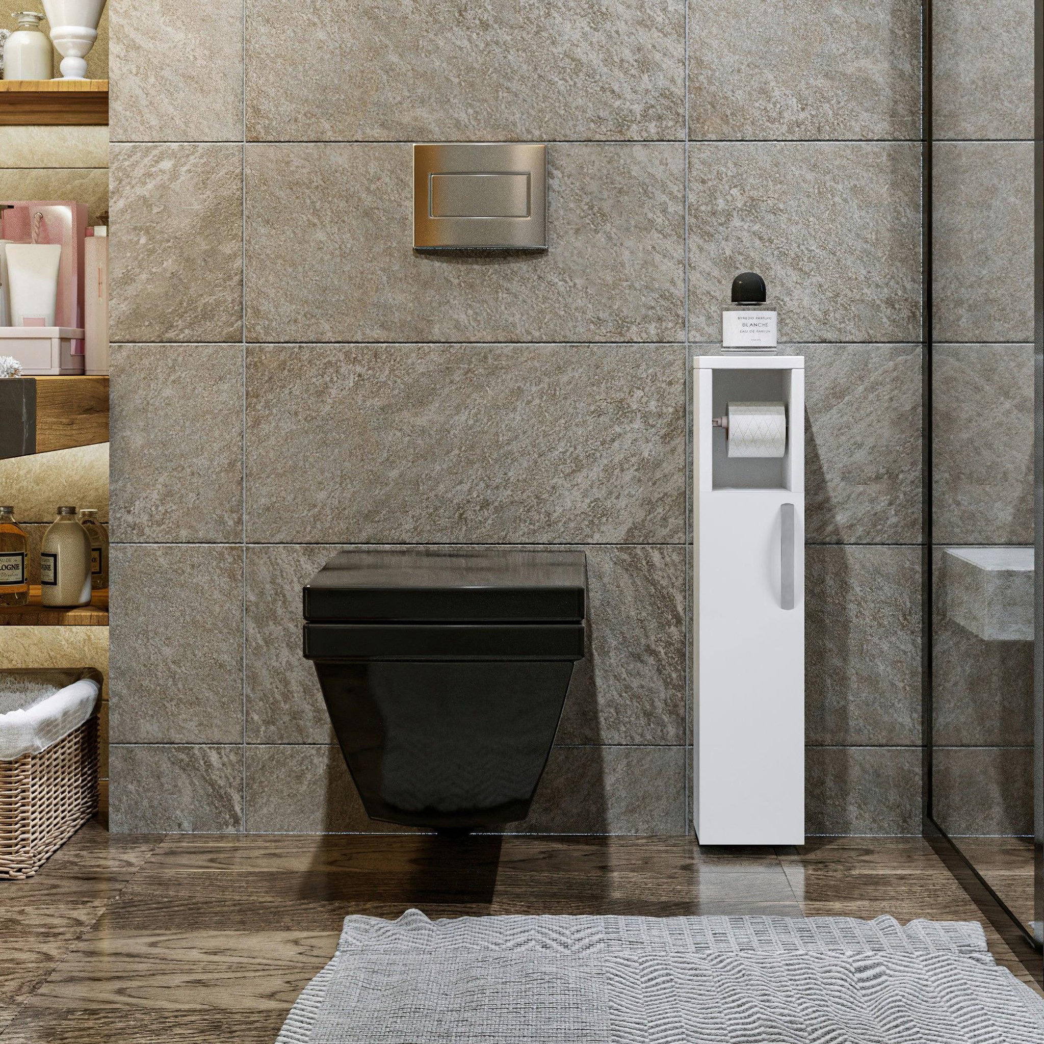 Voir la diapositive 4 : Habitat et Jardin Meuble support pour papier toilette en bois  Star  - 15 x 12 x 65 cm - Gris anthracite