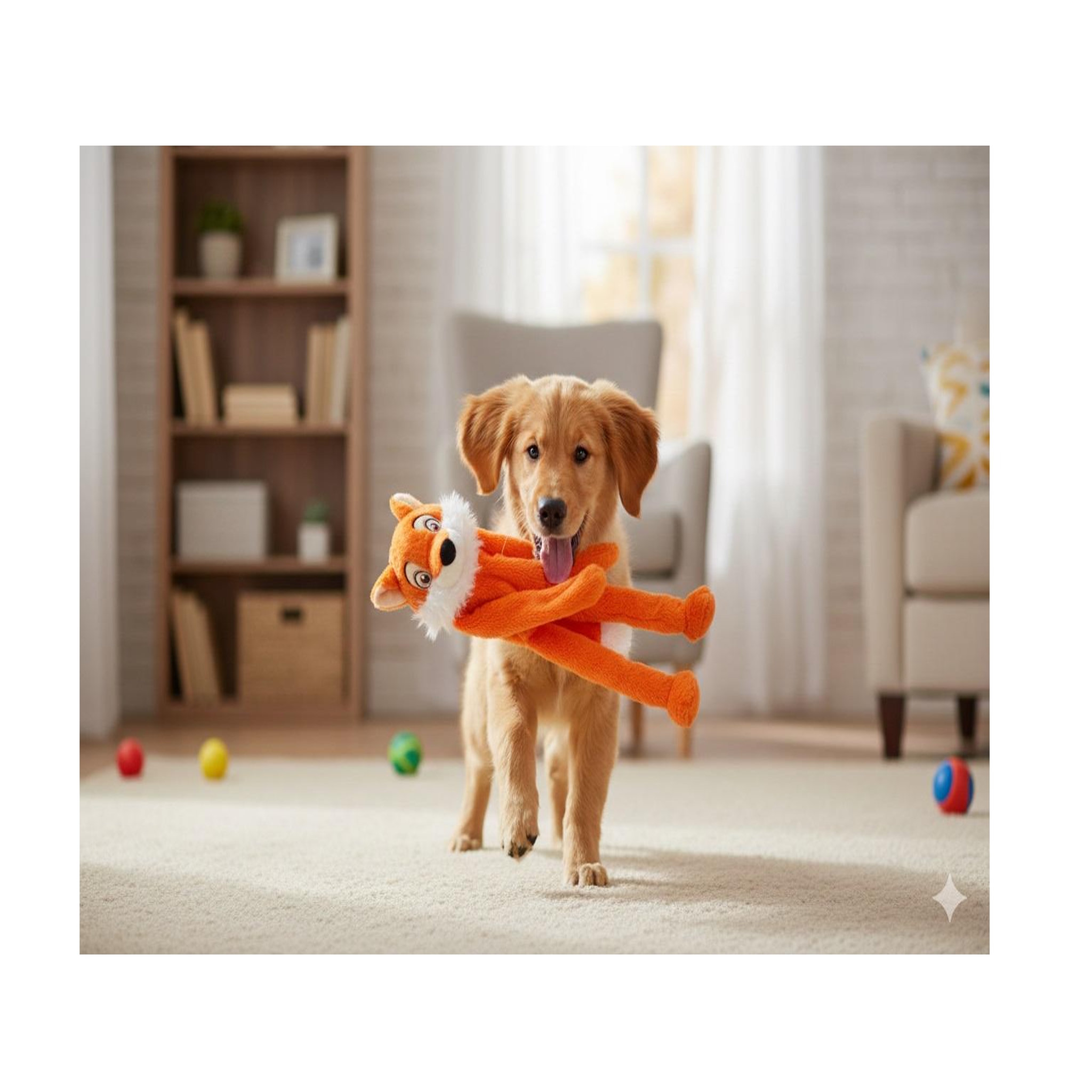 Voir la diapositive 2 : Eden Peluche renard grand yeux pour chien