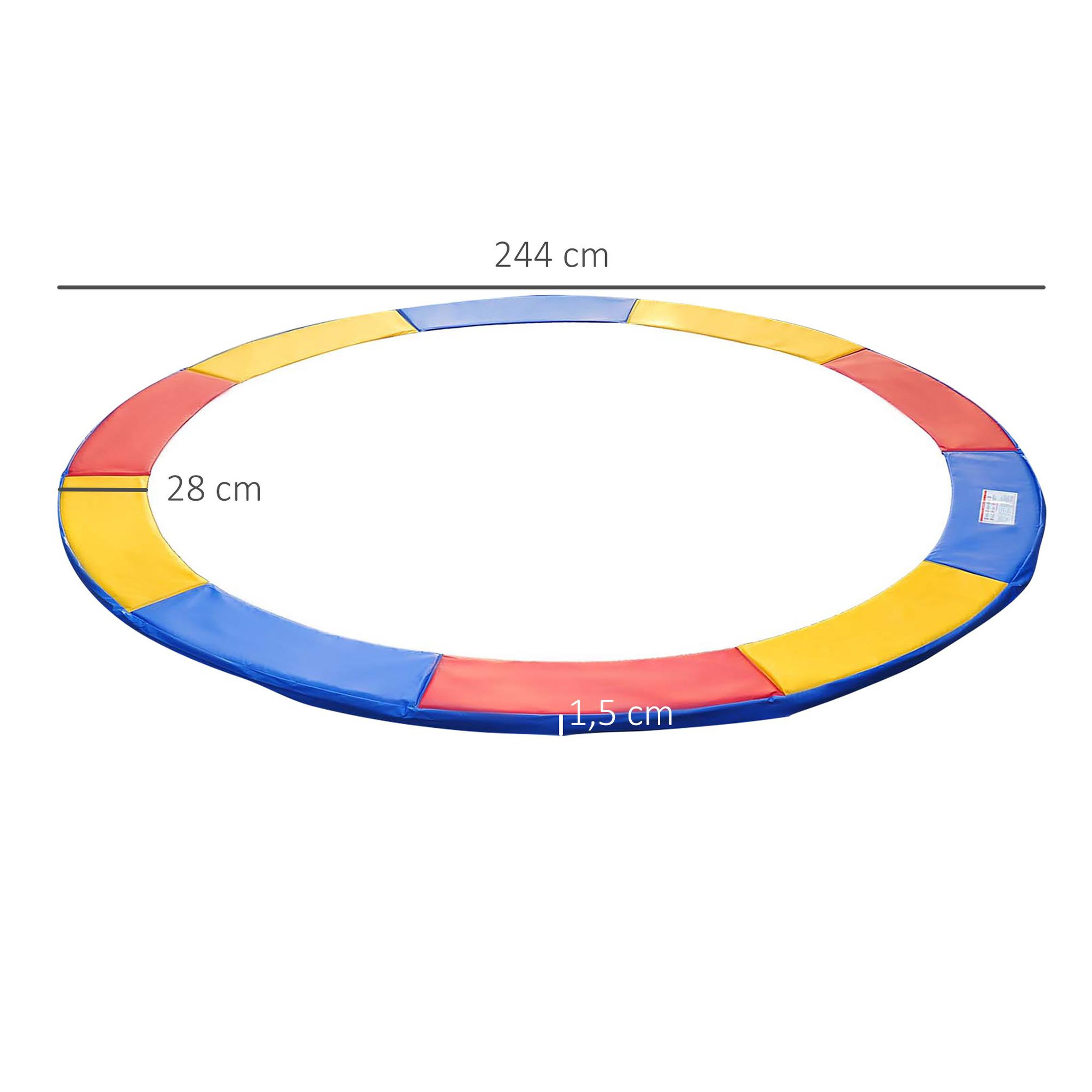 Voir la diapositive 3 : HOMCOM Couvre-ressort trampoline Ø 244 cm PVC PE haute densité rembourrage 15 mm multicolore