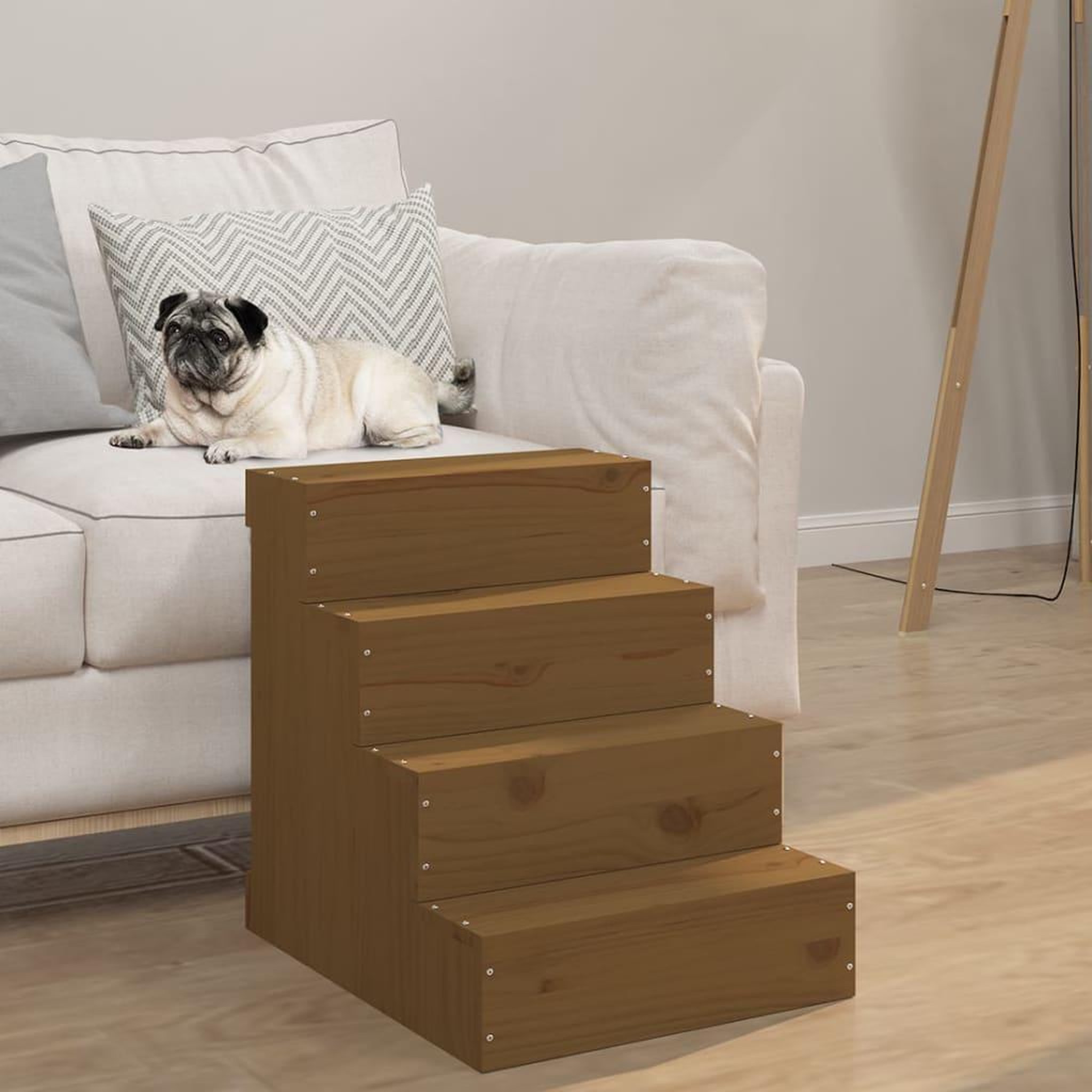 VIDAXL Escalier animaux de compagnie Marron miel 40x49x47 cm Bois pin