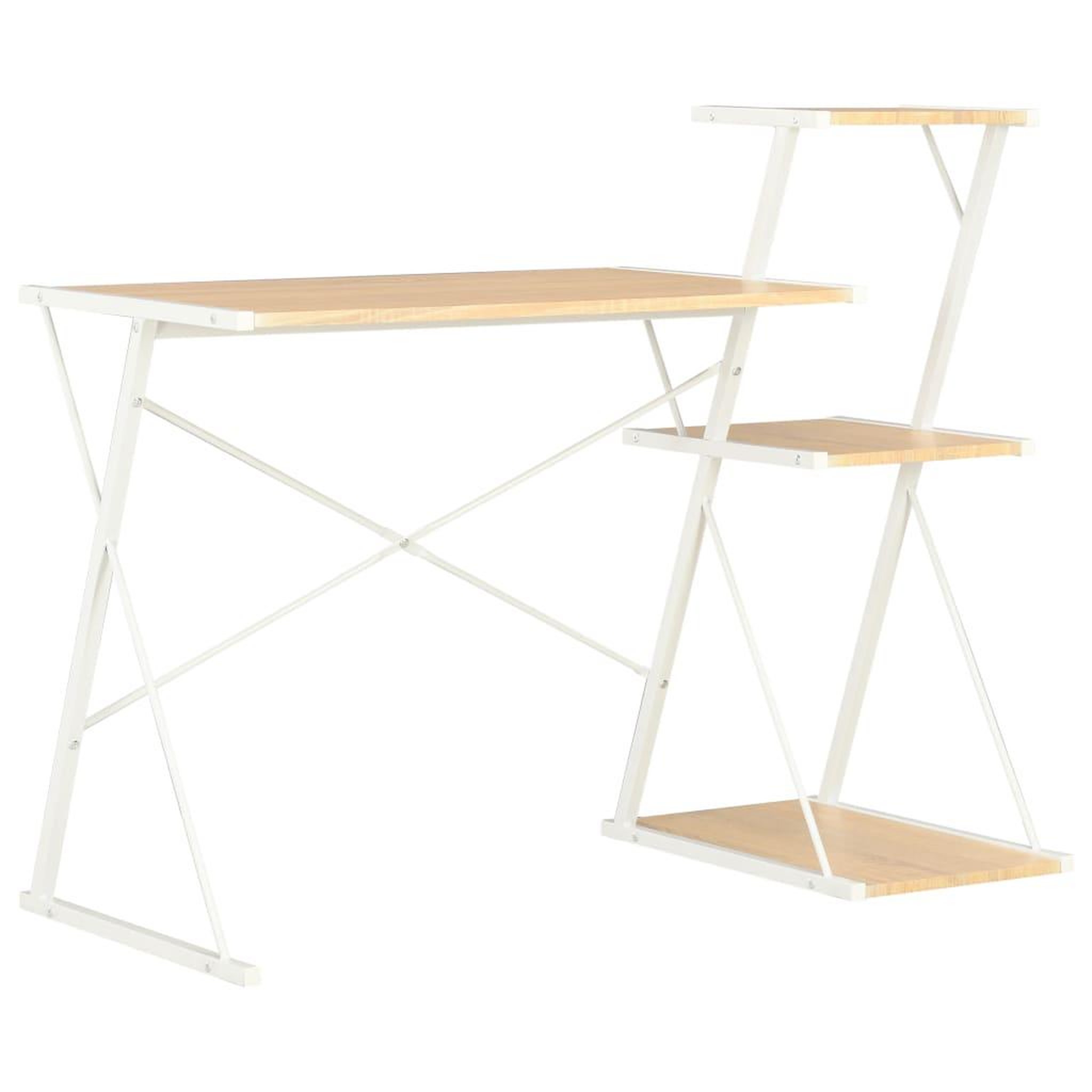 Voir la diapositive 1 : VIDAXL Bureau avec etagere Blanc et chene 116x50x93 cm