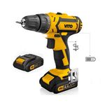 VITO Perceuse sans fil 14,4 V 2 batteries lithium 2 Ah Chargeur rapide 1h LED et indicateur de charge VITO