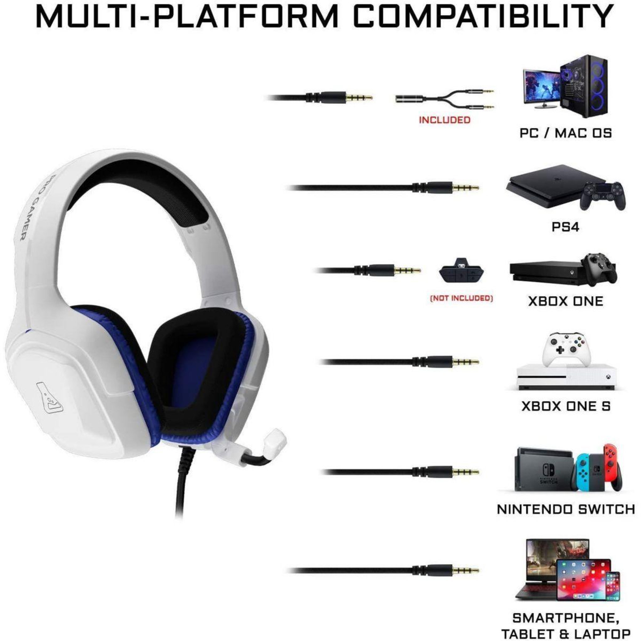 Voir la diapositive 2 : THE G-LAB Casque gamer KORP-COBALT Blanc