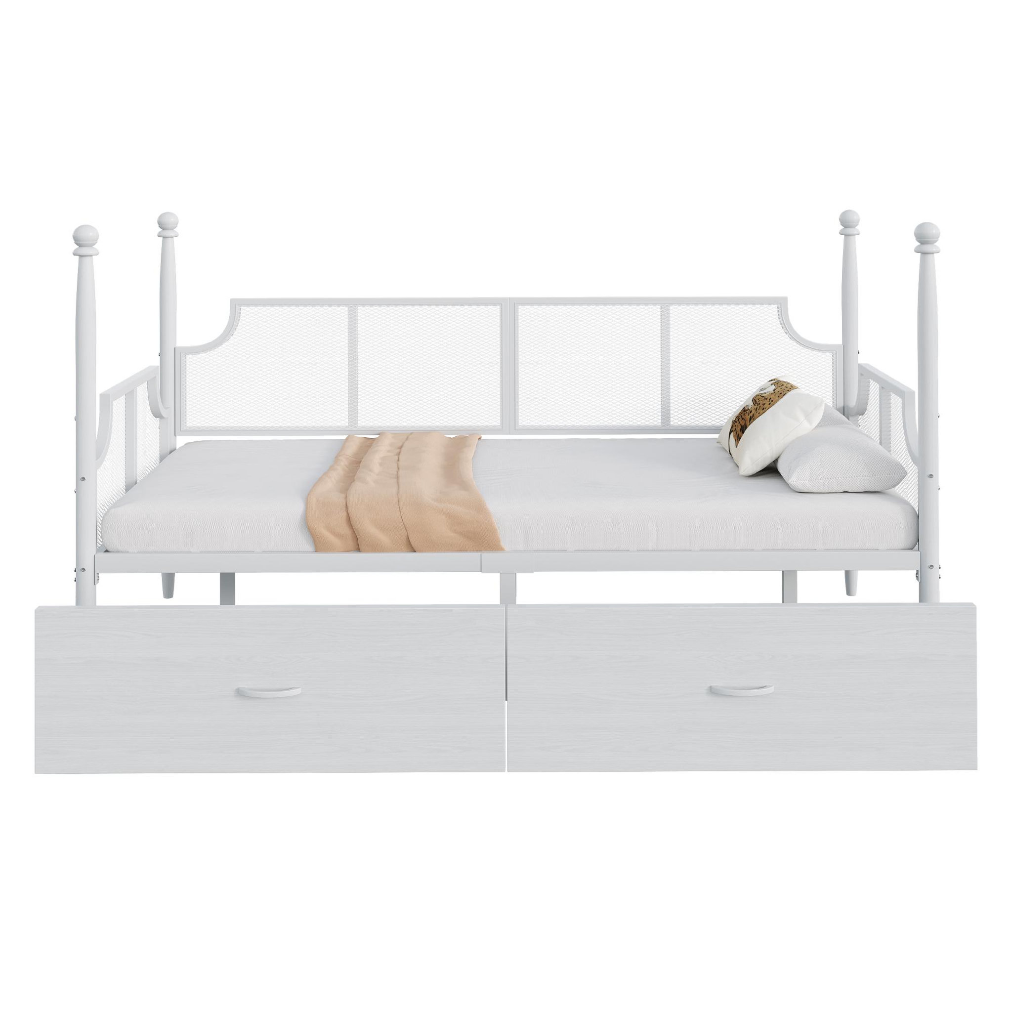 Voir la diapositive 1 : MERAX Lit avec rangement 90x200cm