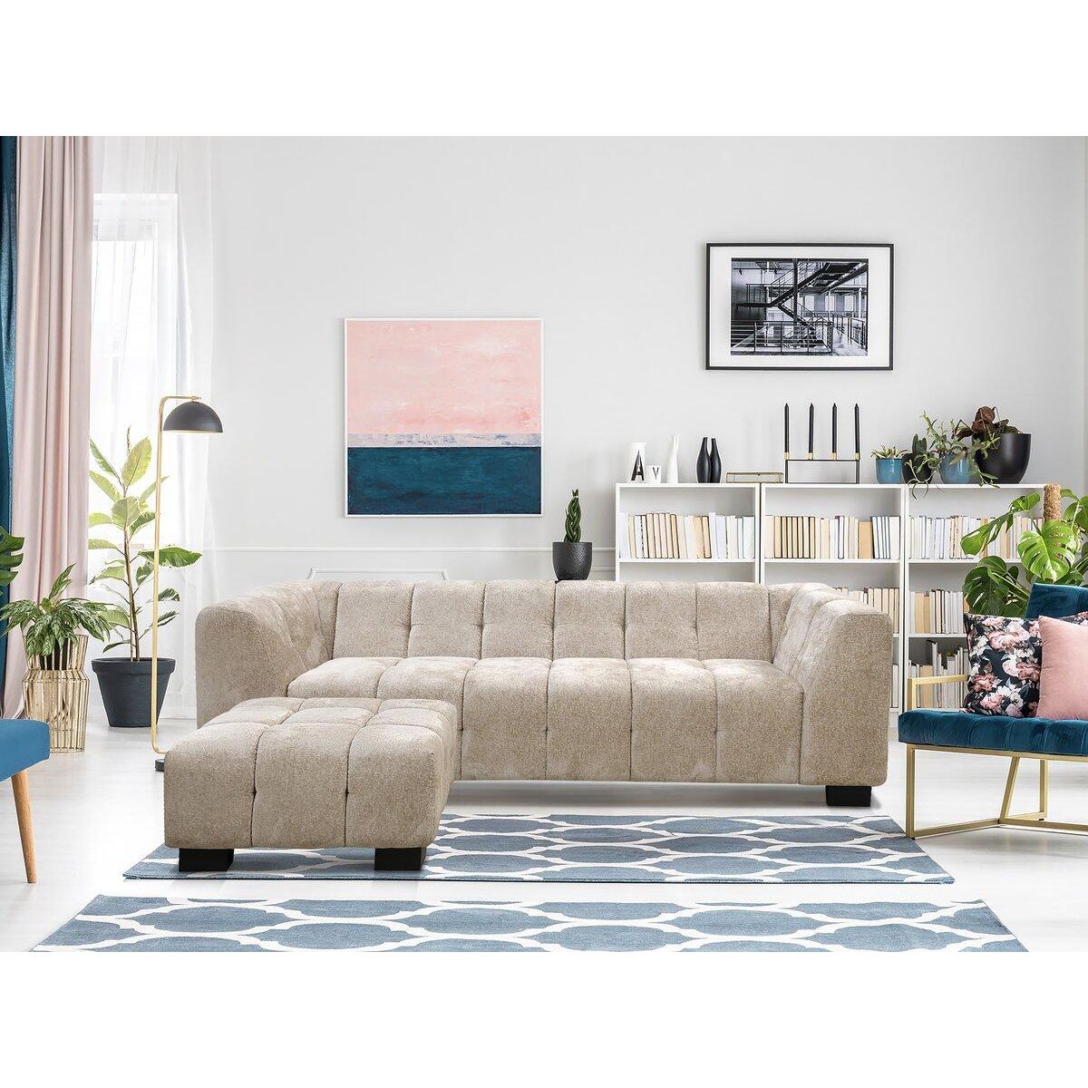 Habitat et Jardin Canapé droit design en tissu chenille 3 places  Foch  - Beige