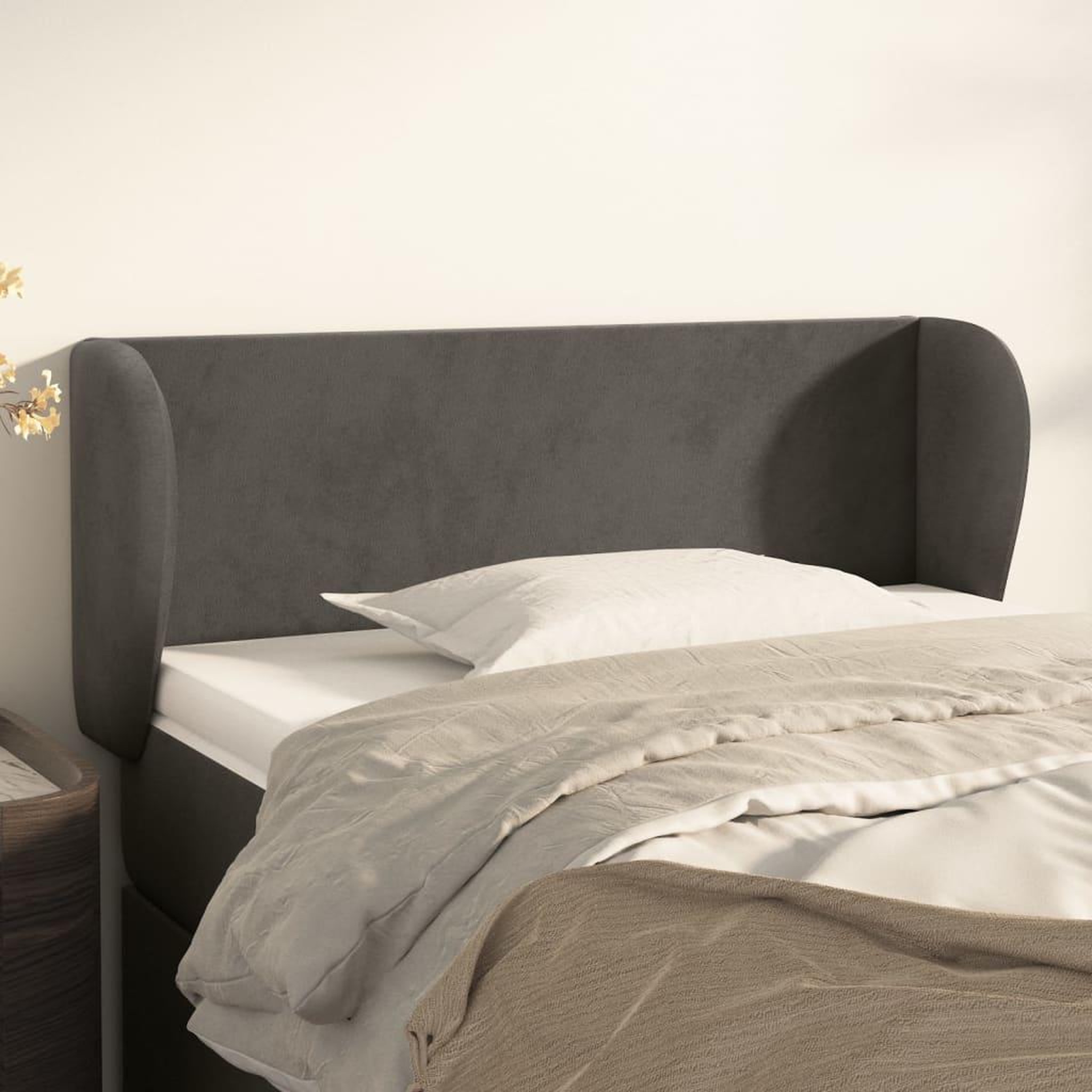 Voir la diapositive 1 : VIDAXL Tete de lit avec oreilles Gris fonce 103x23x78/88 cm Velours