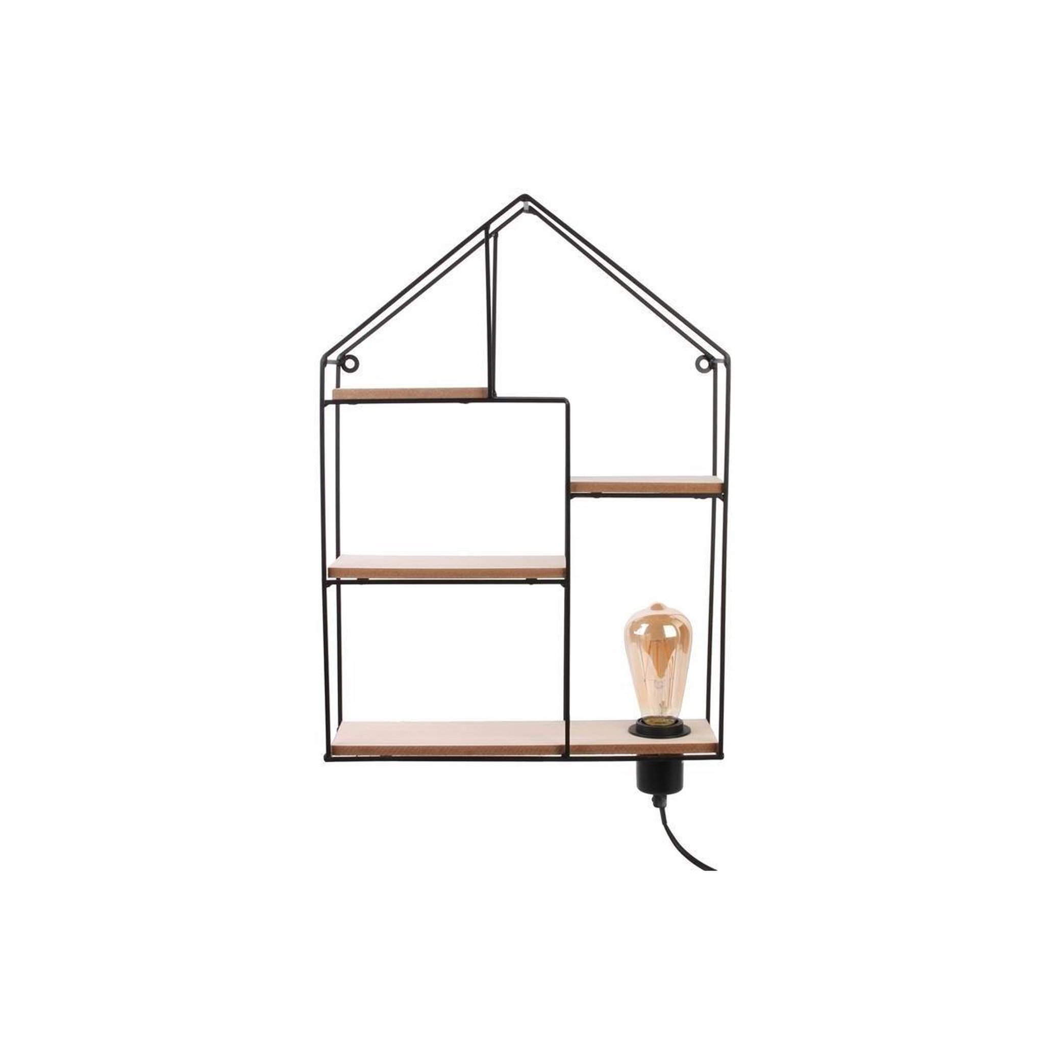 Voir la diapositive 1 : The Home Deco Factory Étagère Murale Lumineuse  Maison  50cm Noir