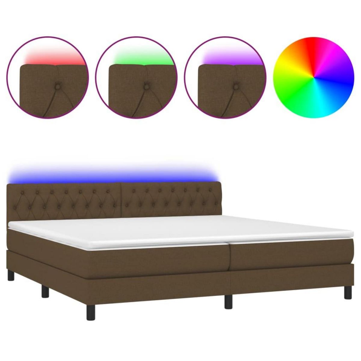 VIDAXL Sommier a lattes de lit matelas et LED Marron fonce 200x200 cm