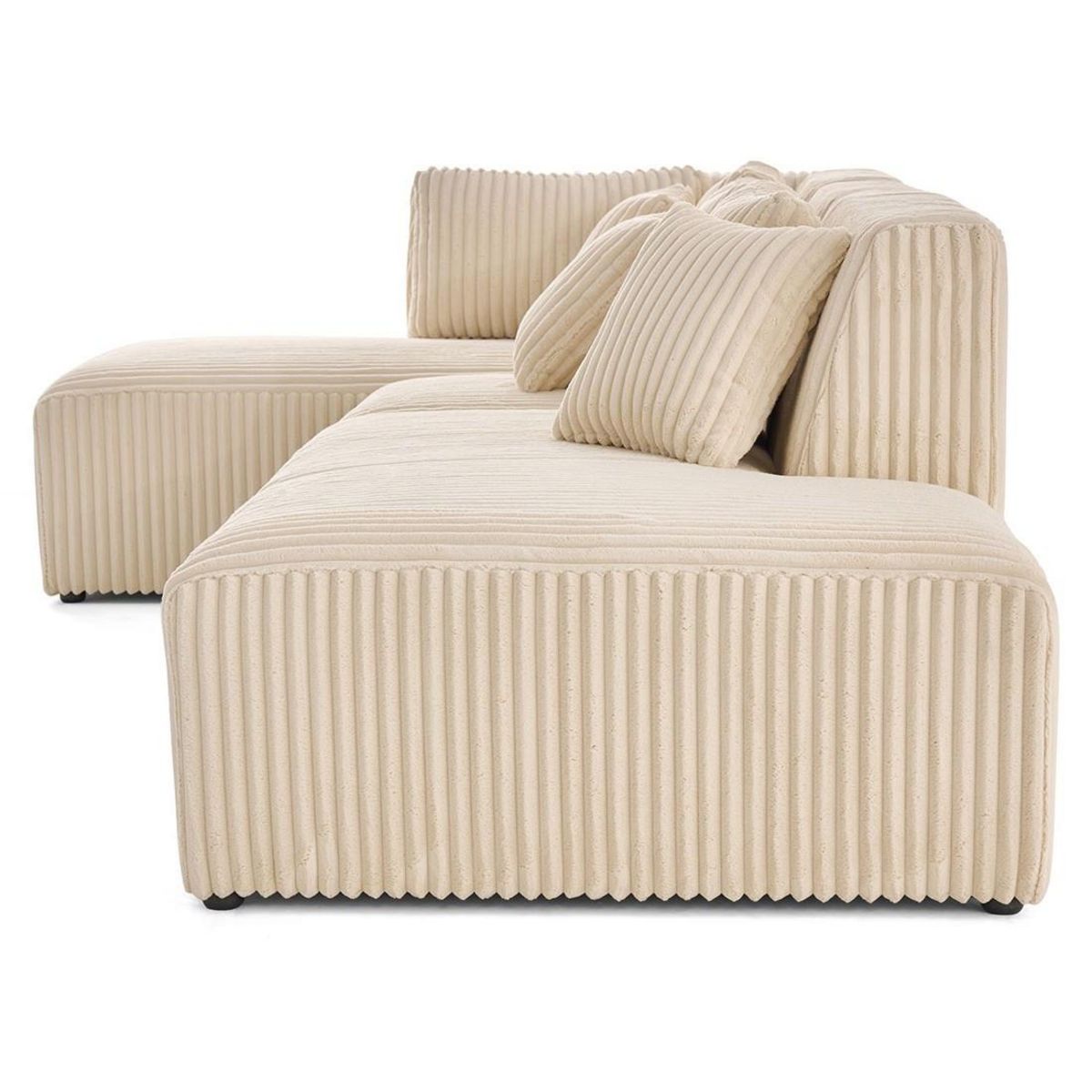 LISA DESIGN Victoire - canapé modulable d'angle gauche 5 places en velours côtelé grosses côtes