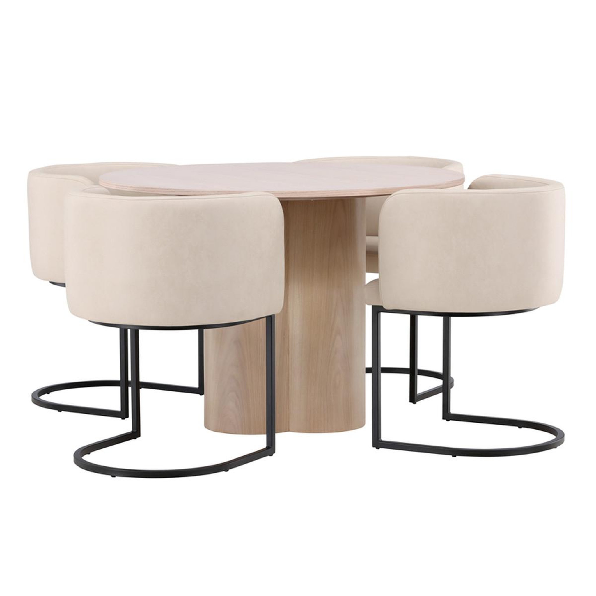 Paris Prix Ensemble table à manger & 4 chaises  olivia & simrishamn  110cm naturel & beige