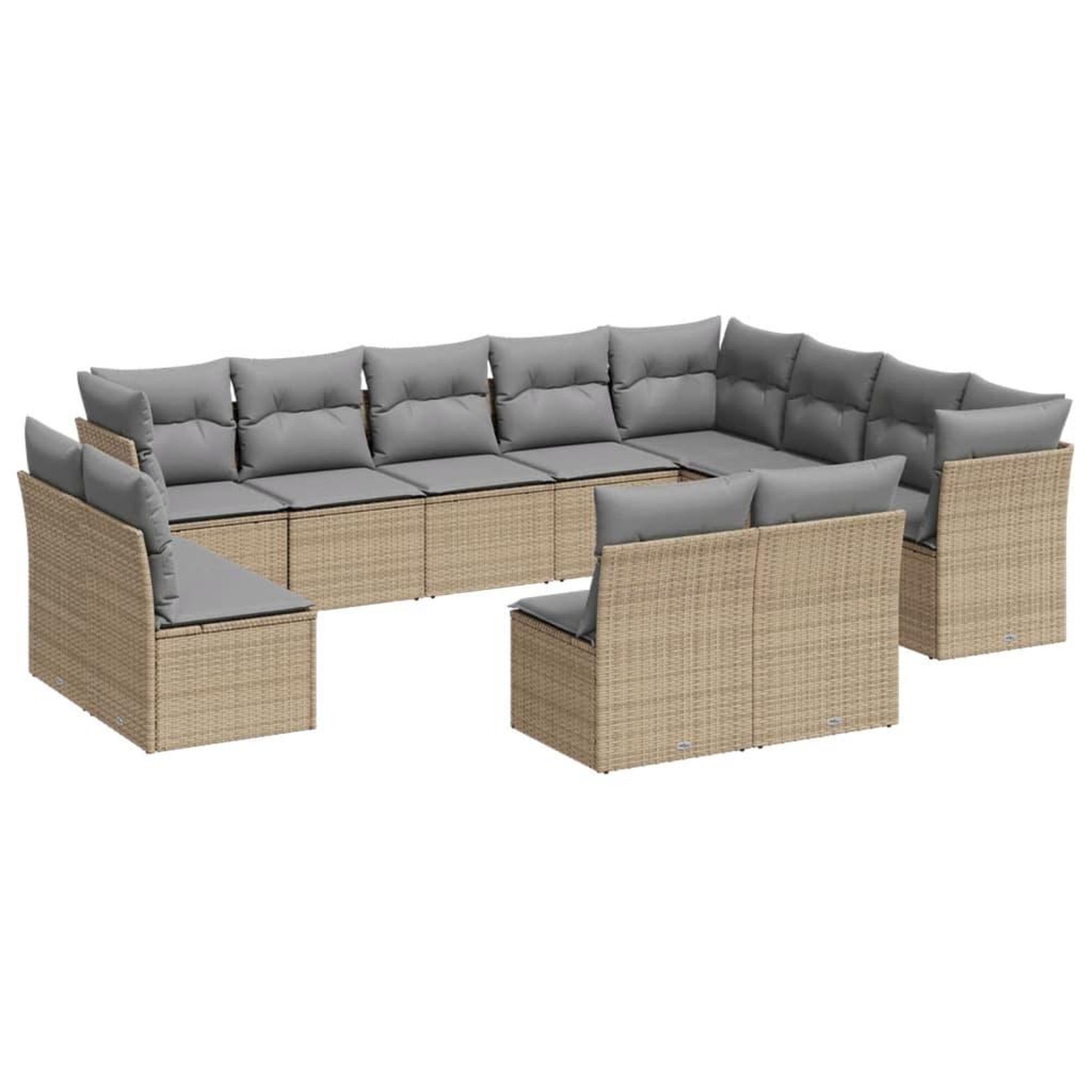 Voir la diapositive 2 : VIDAXL Salon de jardin avec coussins 12 pcs beige resine tressee