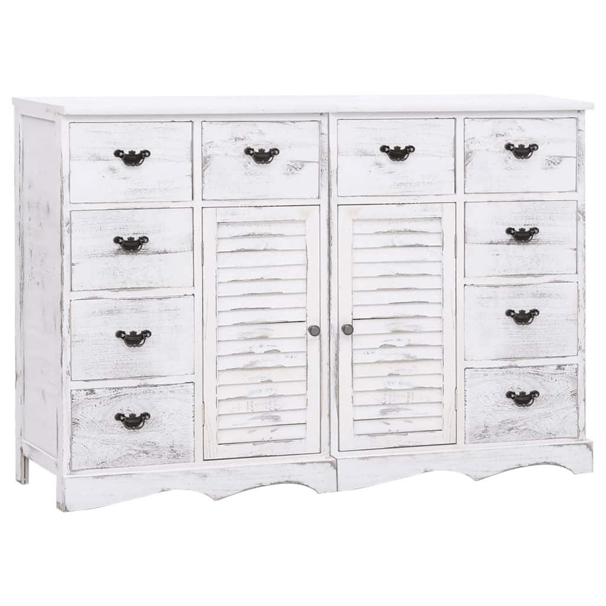 Voir la diapositive 1 : VIDAXL Buffet avec 10 tiroirs Blanc 113x30x79 cm Bois