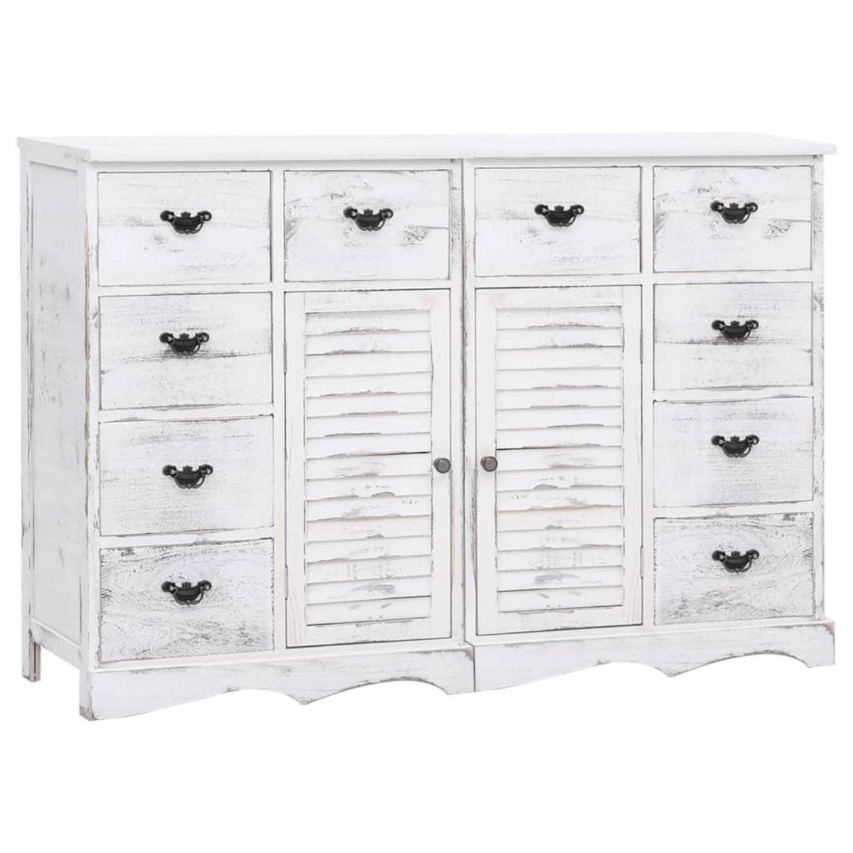 VIDAXL Buffet avec 10 tiroirs Blanc 113x30x79 cm Bois