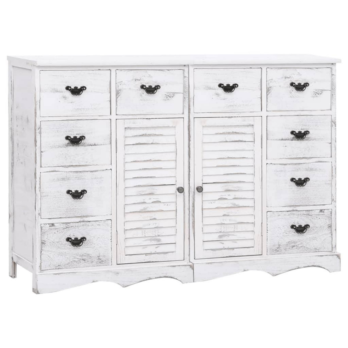 VIDAXL Buffet avec 10 tiroirs Blanc 113x30x79 cm Bois