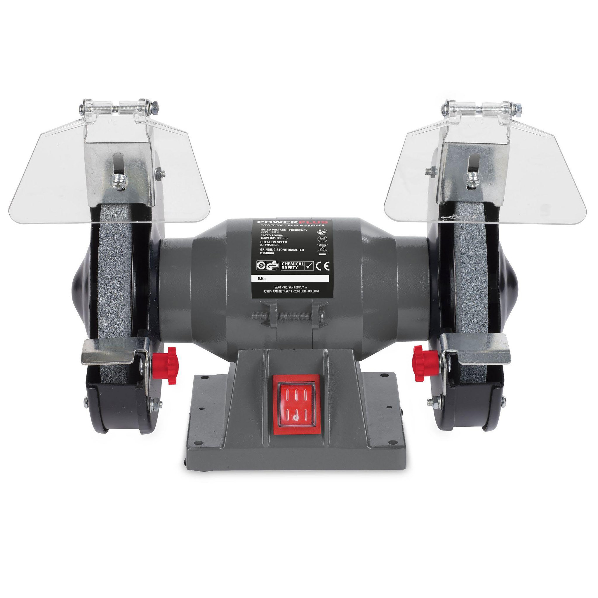 Voir la diapositive 2 : POWERPLUS Touret à meuler 2 meules 150w