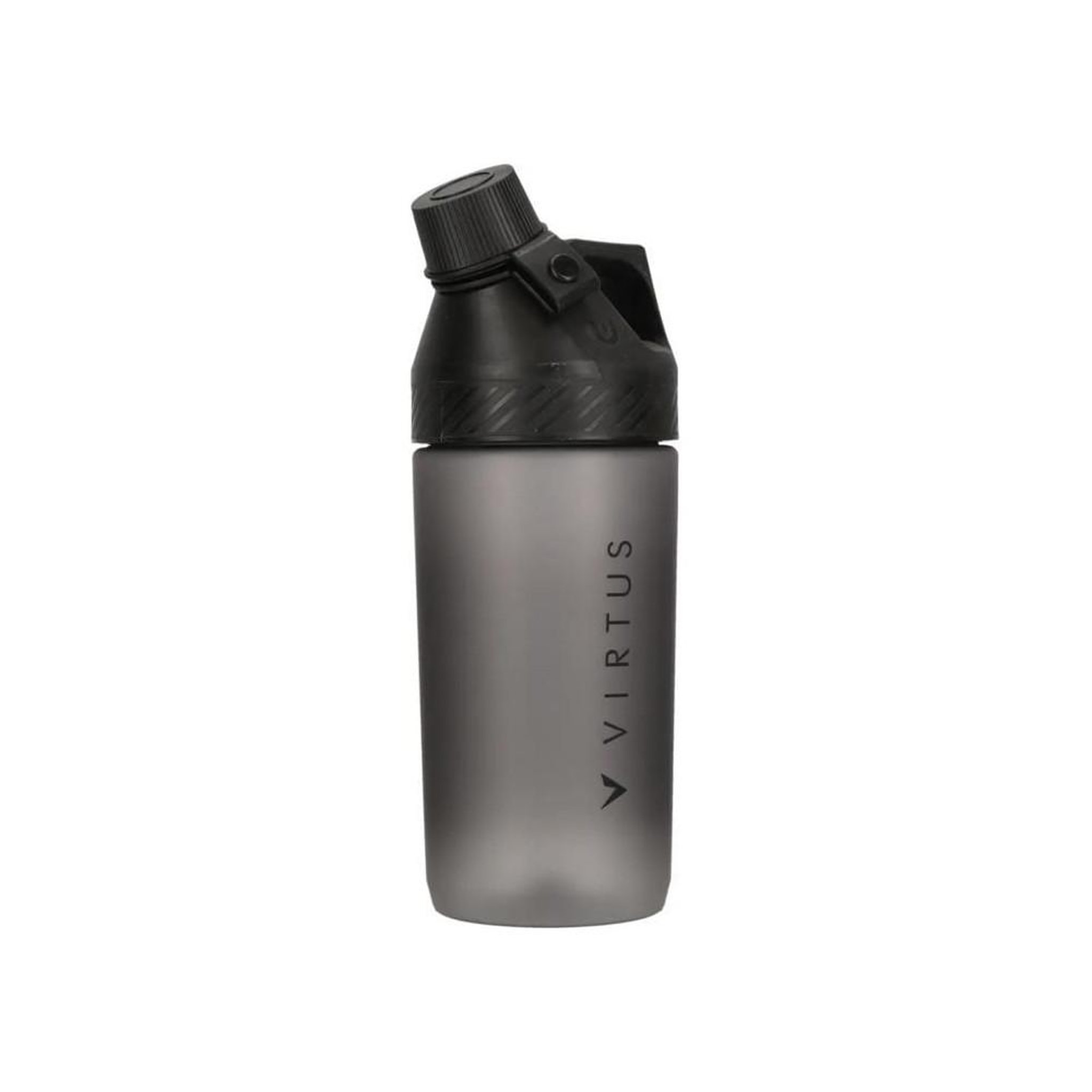 Voir la diapositive 2 : Bouteille d'eau réutilisable 0,65 l, boucle de doigt intégrée, noir et gris mat (polypropylène et tritan)
