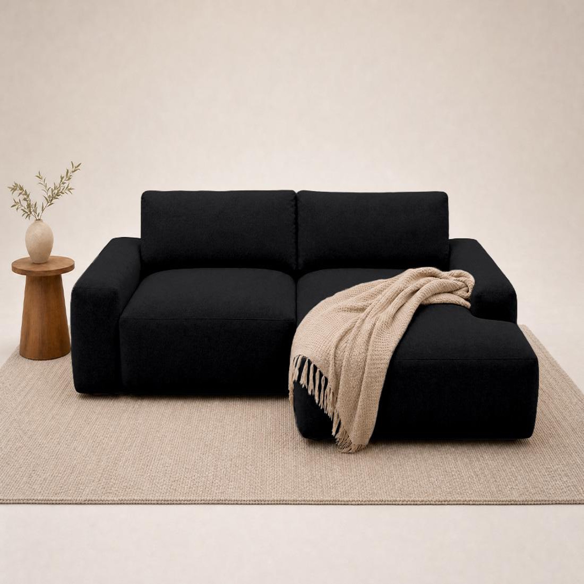 Voir la diapositive 2 : BEST MOBILIER Tama - canapé d'angle droit 4 places convertible avec coffre en tissu