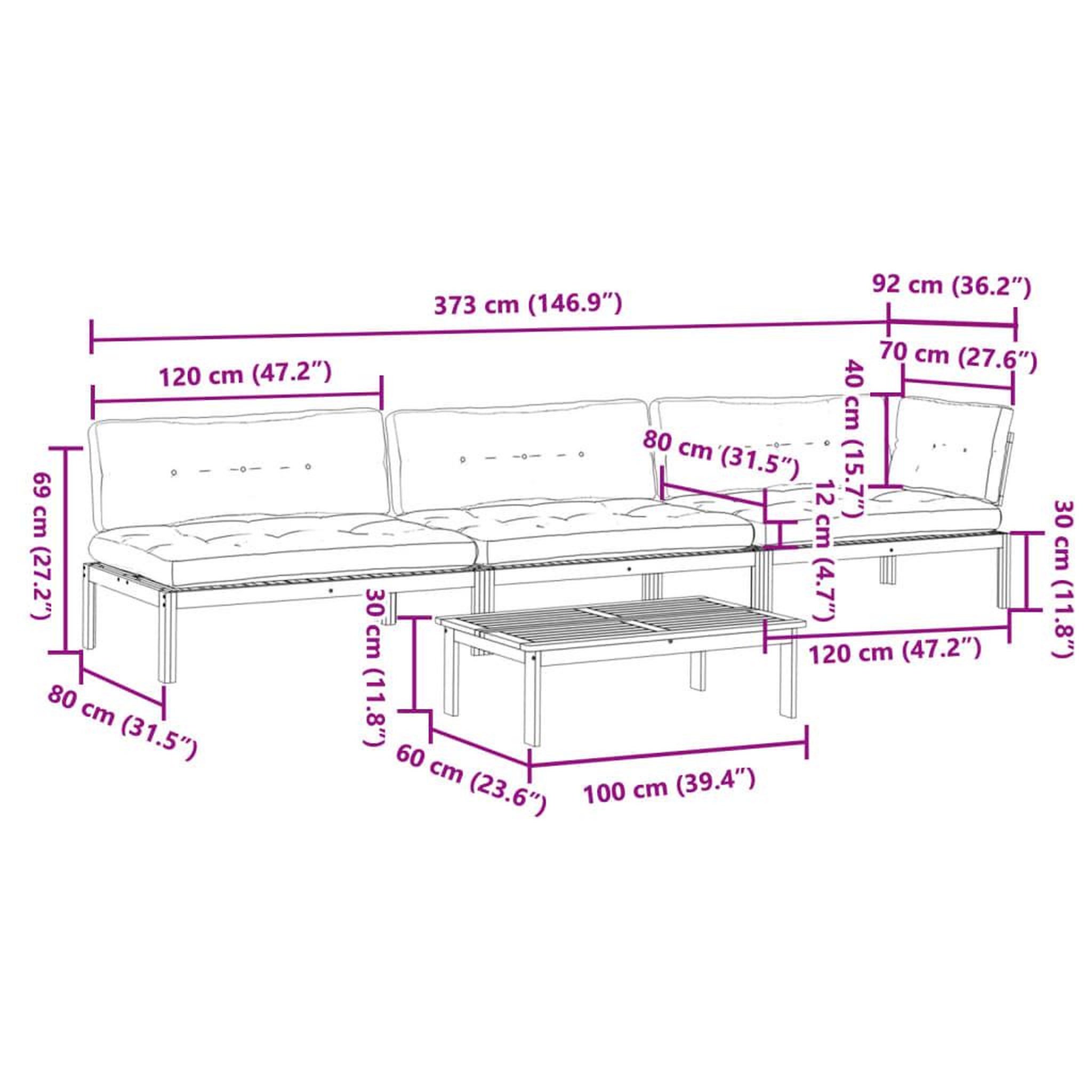 Voir la diapositive 6 : VIDAXL Salon palette de jardin avec coussins 4pcs bois d'acacia massif