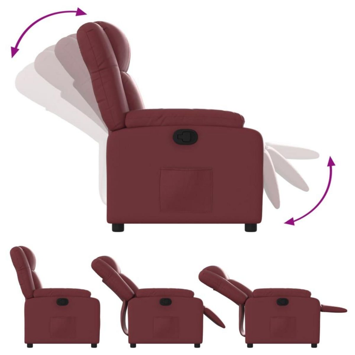 VIDAXL Fauteuil inclinable Rouge bordeaux Similicuir