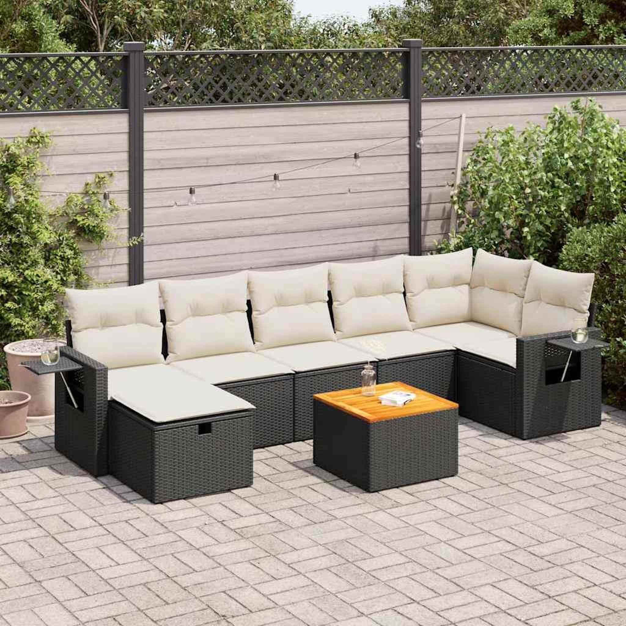 VIDAXL Salon de jardin 8 pcs avec coussins noir resine tressee