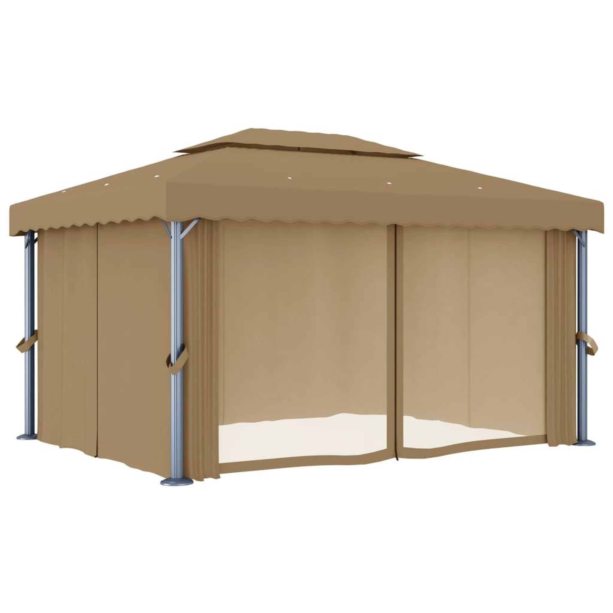 Voir la diapositive 3 : VIDAXL Tonnelle avec rideau 4x3 m Taupe Aluminium