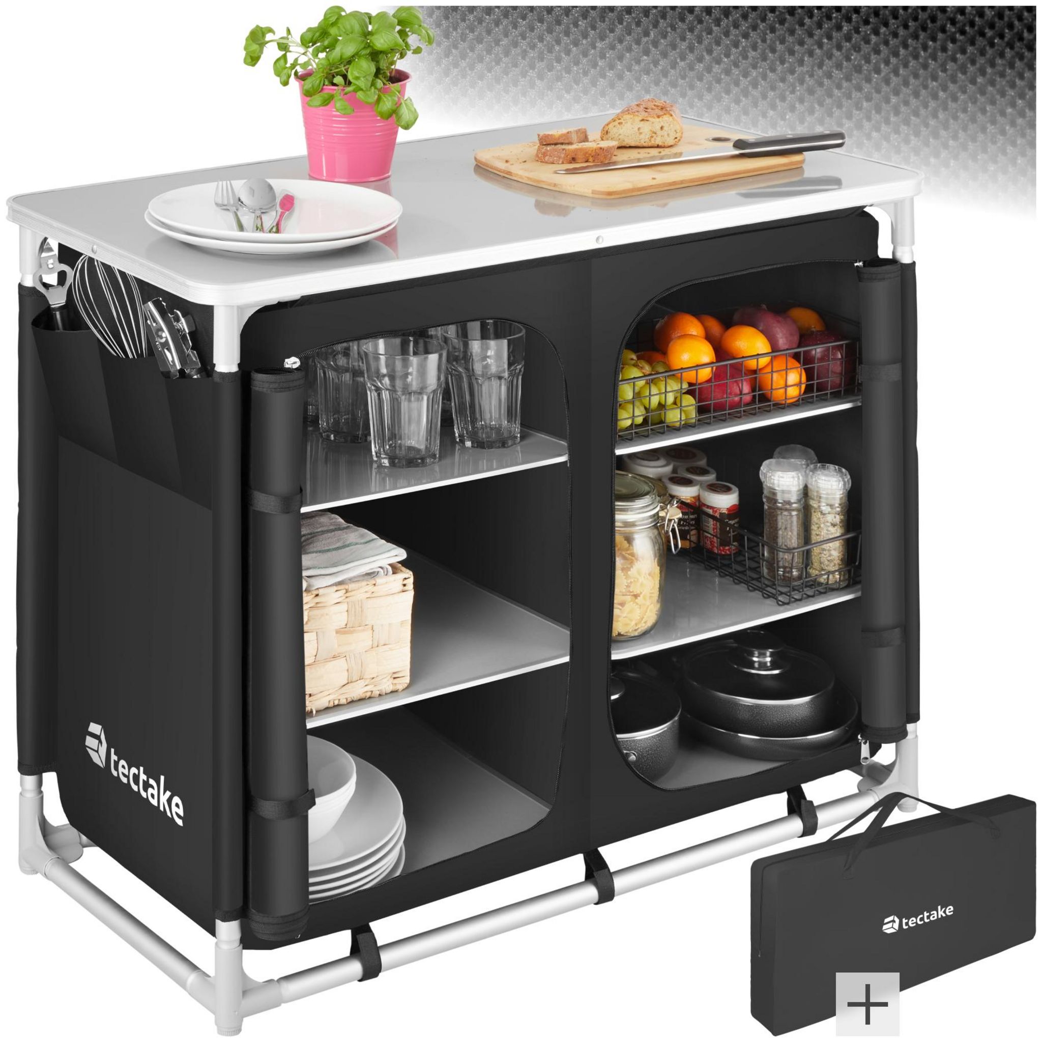 MIXBEL Armoire De Rangement Camping Pliable 9 Compartiments - Cuisine Plein Air Avec Cadre Aluminium