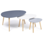 Voir la diapositive 3 : ID MARKET Lot de 3 tables basses gigognes GAIA laquées gris blanc scandinave