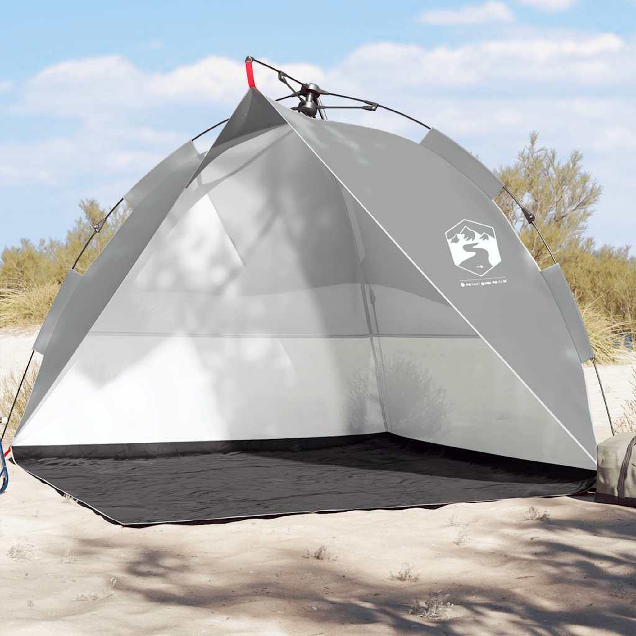 VIDAXL Tente de plage gris liberation rapide impermeable