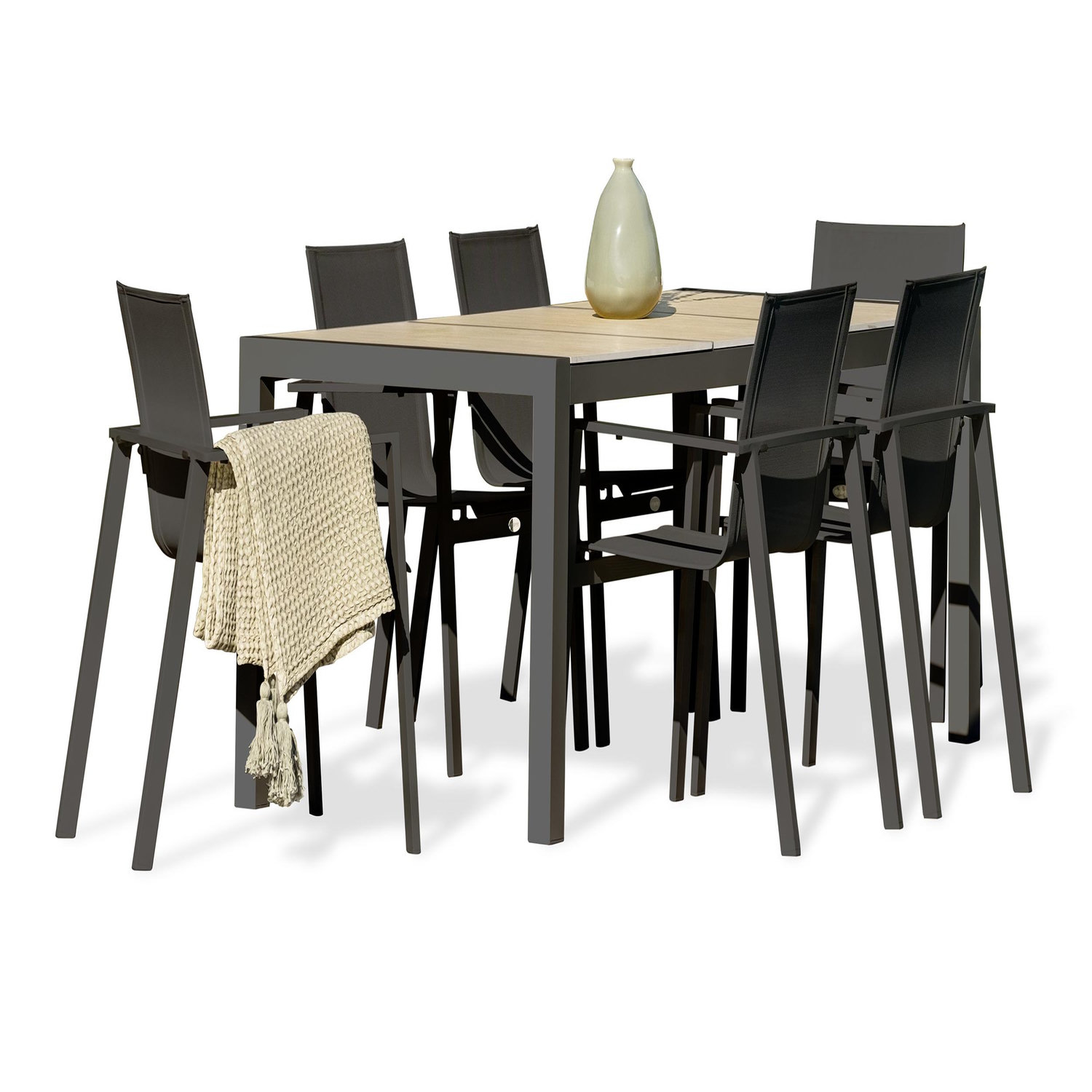 Dcb Garden Ensemble repas de jardin avec plateau céramique (6 places)