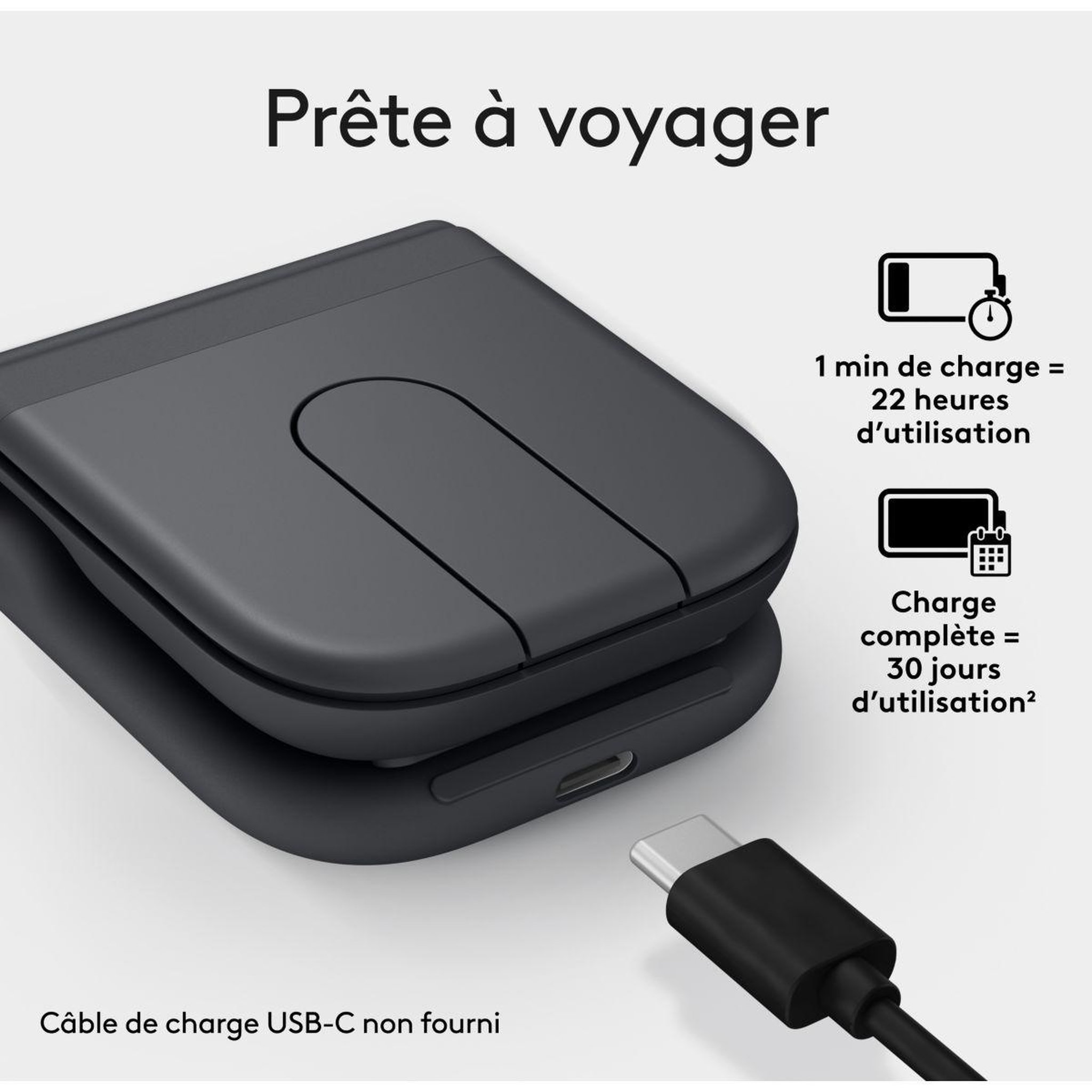 Voir la diapositive 5 : Logitech Souris sans fil mobi fold graphite