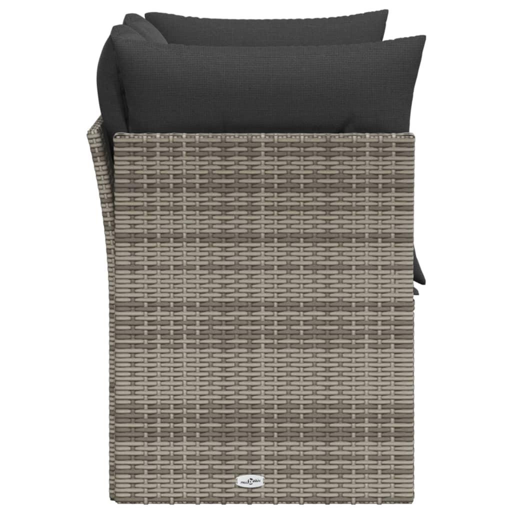 Voir la diapositive 5 : VIDAXL Canape de jardin 2 places avec coussins gris resine tressee