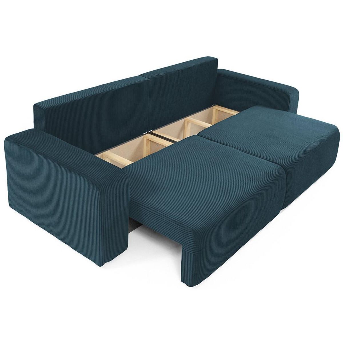 BEST MOBILIER Artemisa - canapé droit 3 places convertible avec coffre en velours côtelé