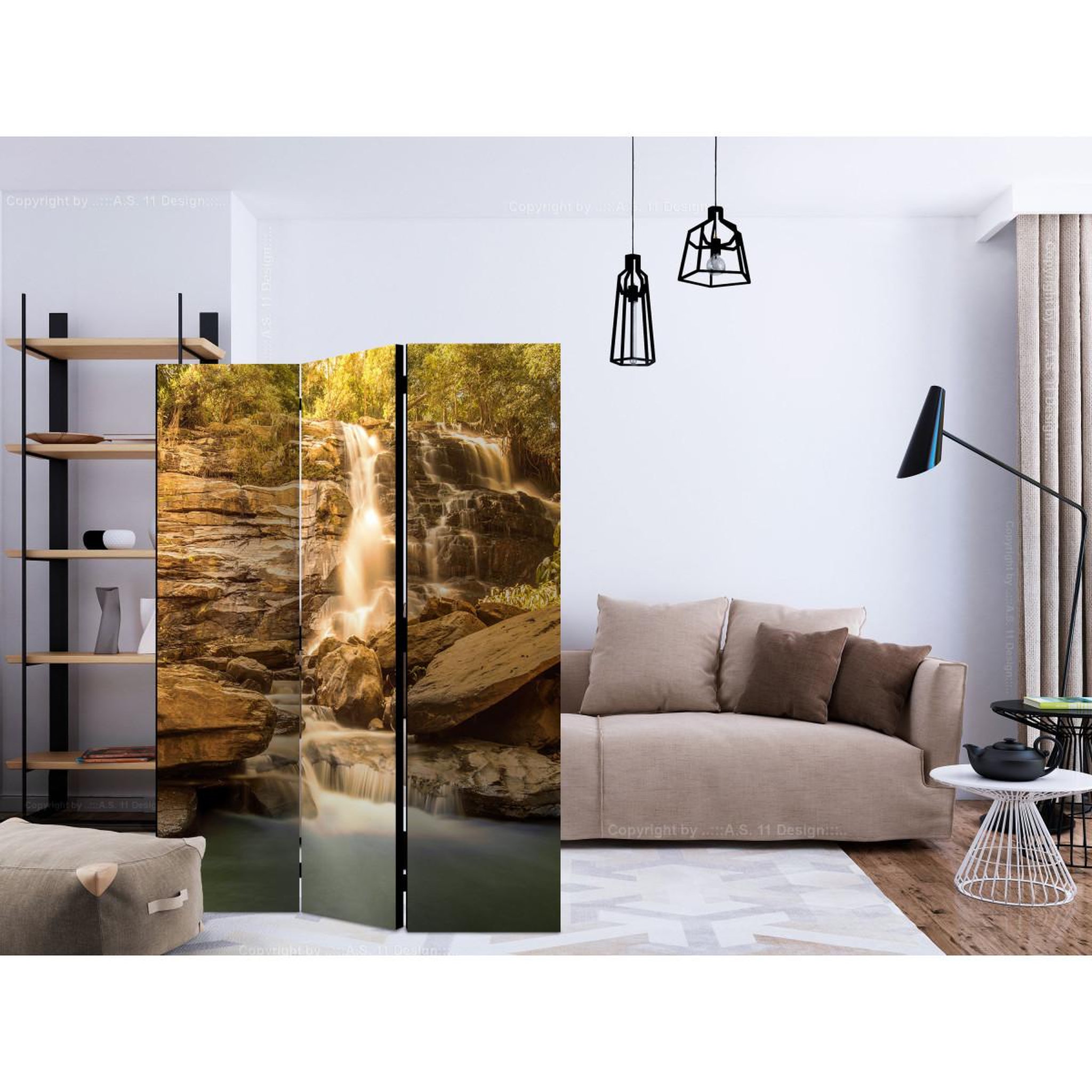 Voir la diapositive 2 : Paris Prix Paravent 3 volets  sunny waterfall  135x172cm