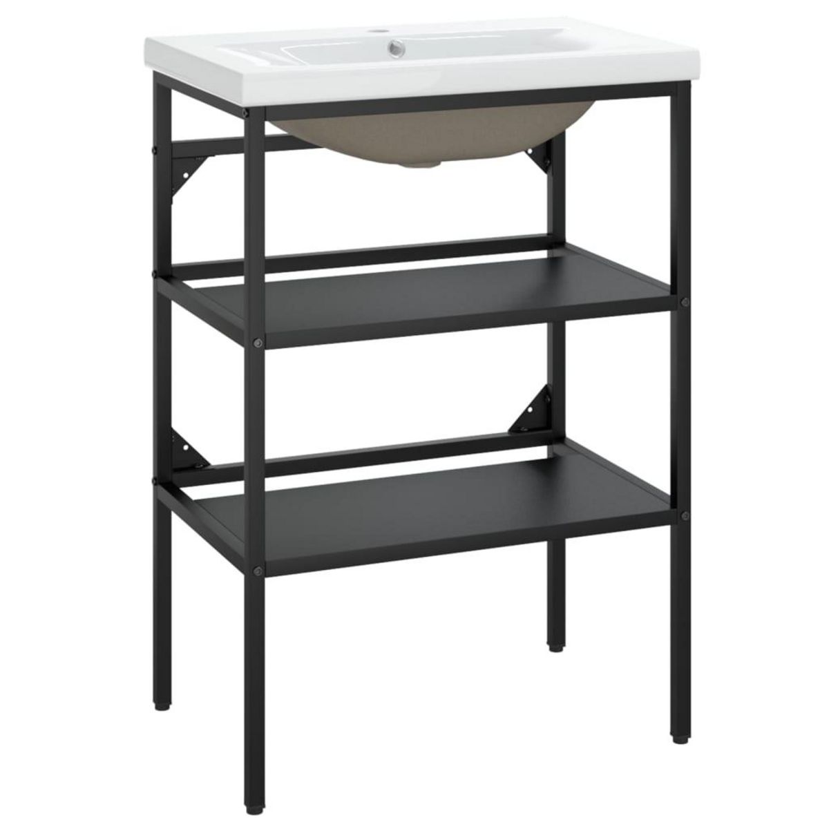 VIDAXL Cadre de lavabo de salle de bain vasque a encastrer Noir Fer