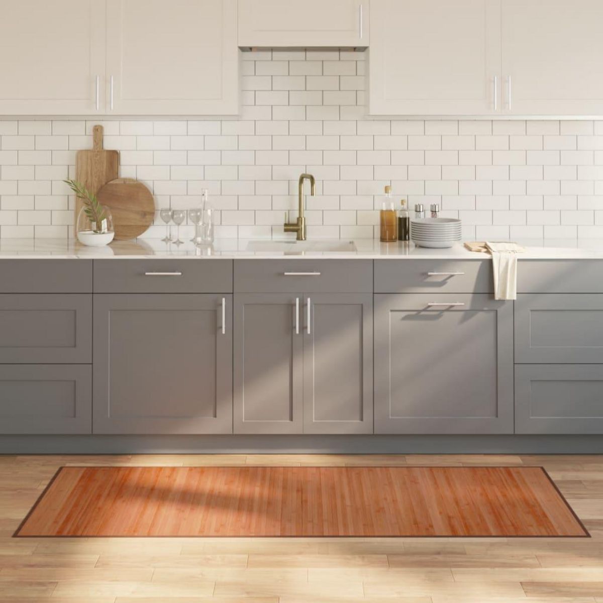 VIDAXL Tapis rectangulaire marron 70x200 cm bambou