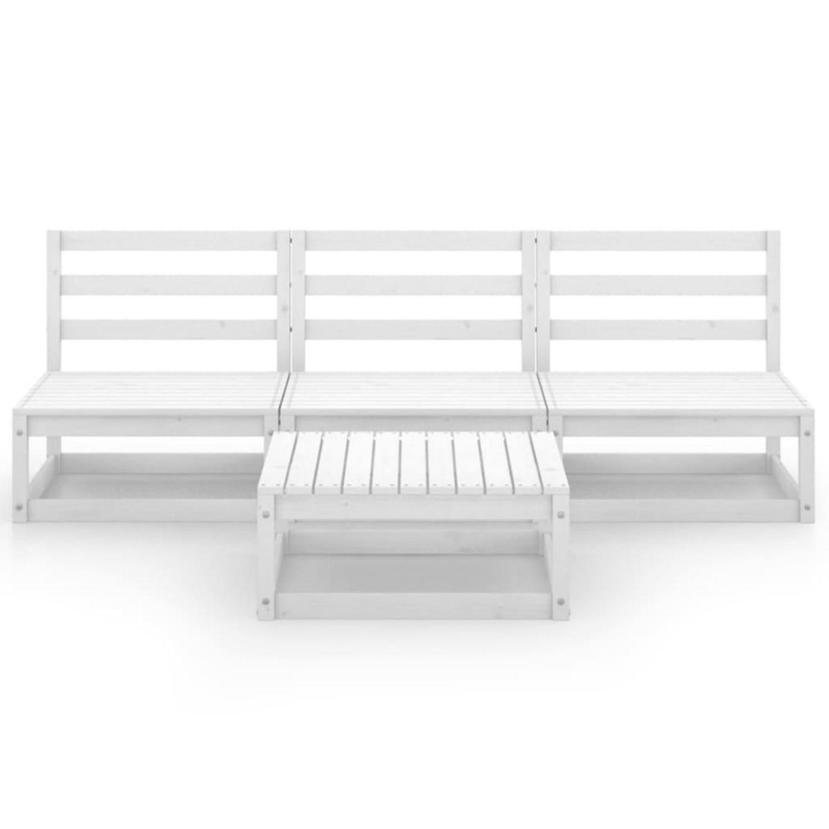 VIDAXL Salon de jardin 4 pcs Blanc Bois de pin massif