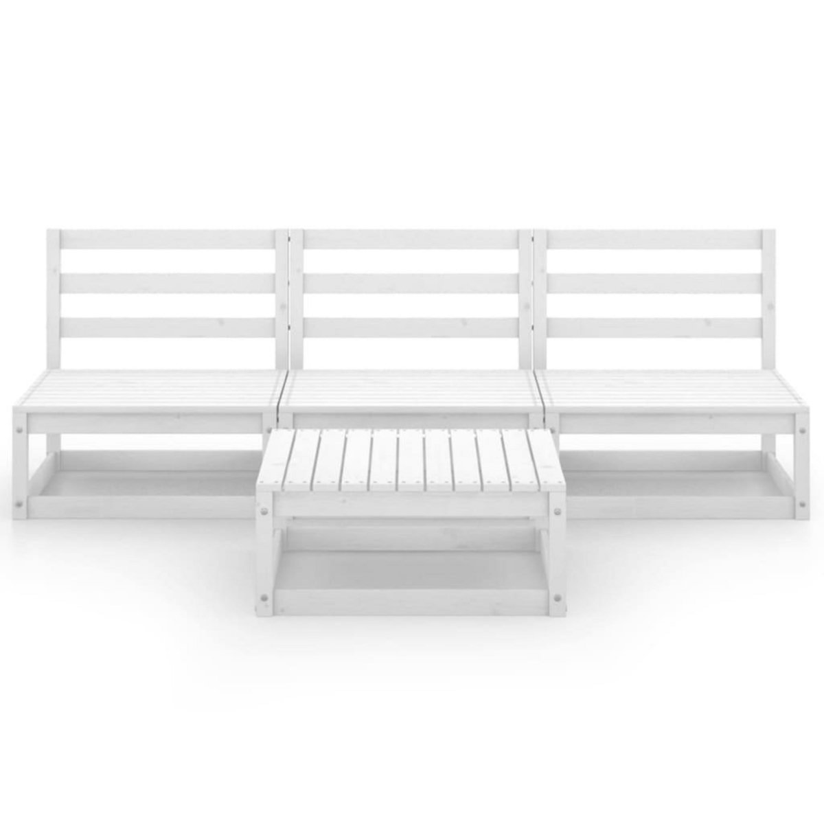 VIDAXL Salon de jardin 4 pcs Blanc Bois de pin massif